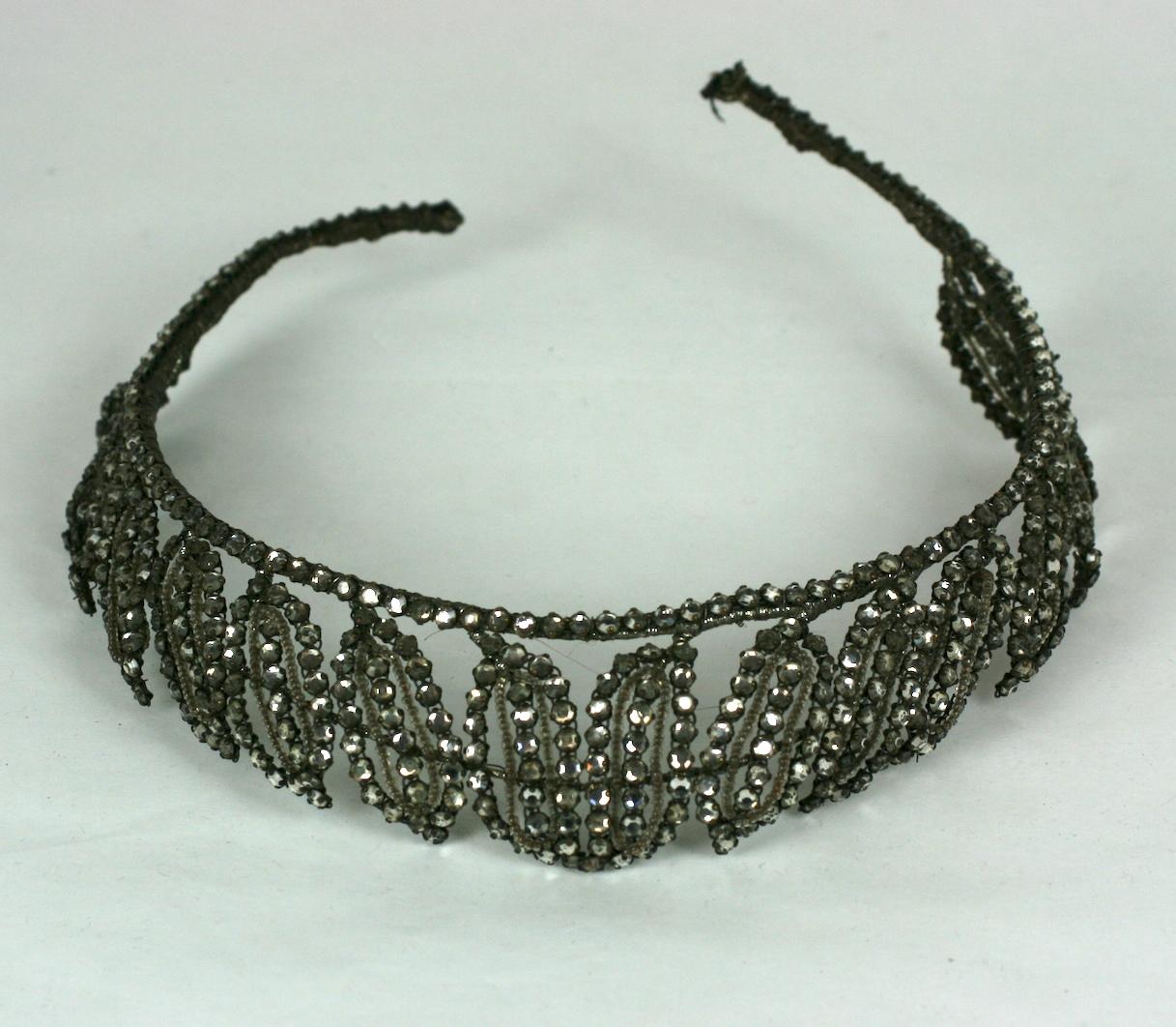 Early Art Deco French Crystal Tiara  For Sale 3