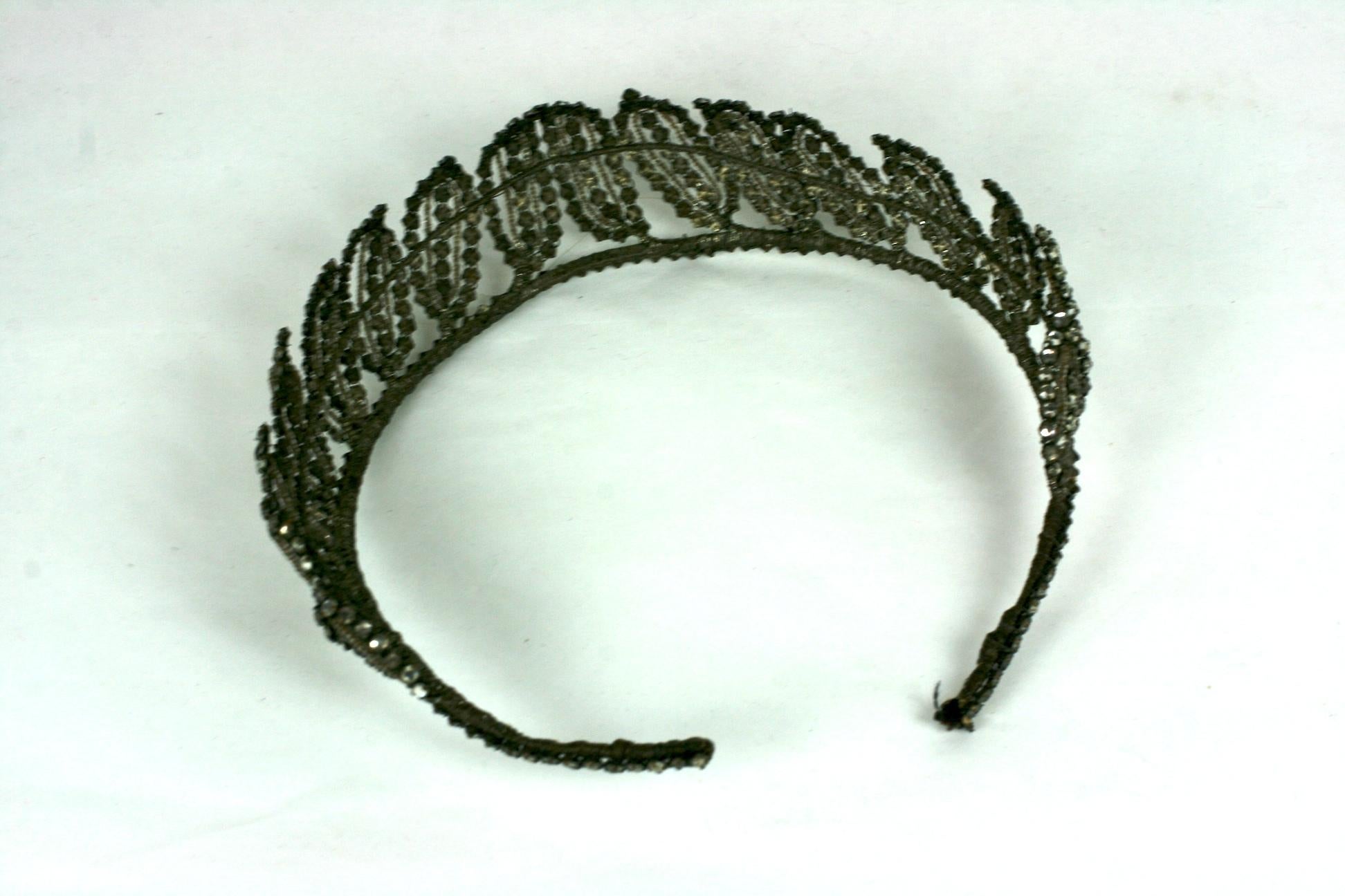 Early Art Deco French Crystal Tiara  For Sale 4