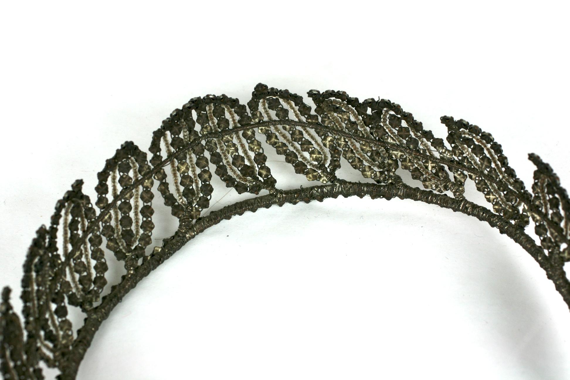 Early Art Deco French Crystal Tiara For Sale 5