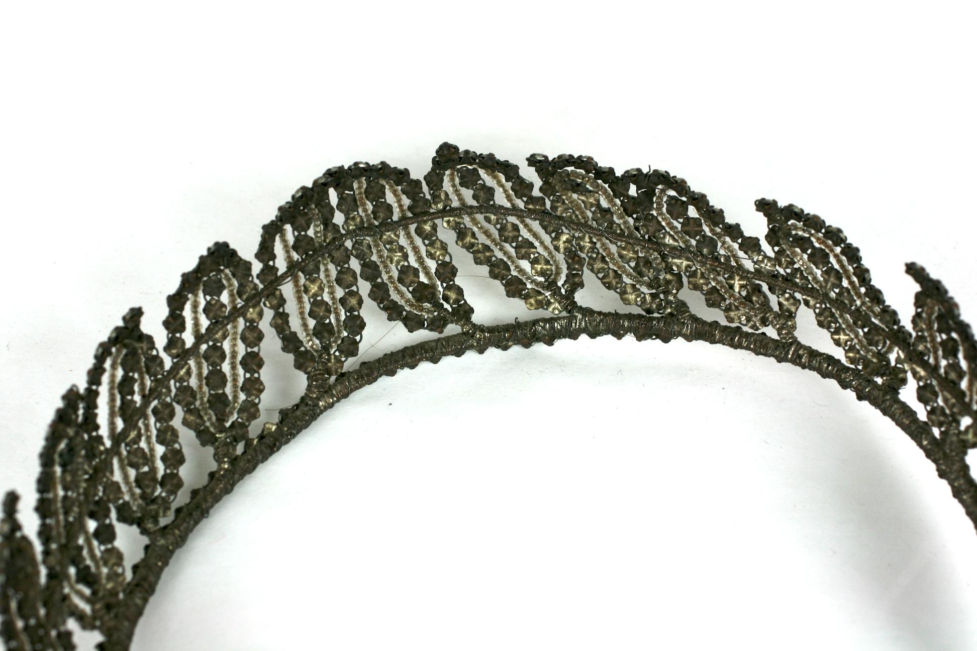 Early Art Deco French Crystal Tiara  For Sale 5