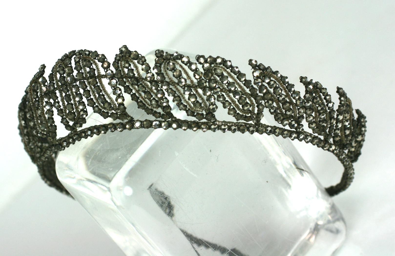Early Art Deco French Crystal Tiara  In Excellent Condition For Sale In New York, NY