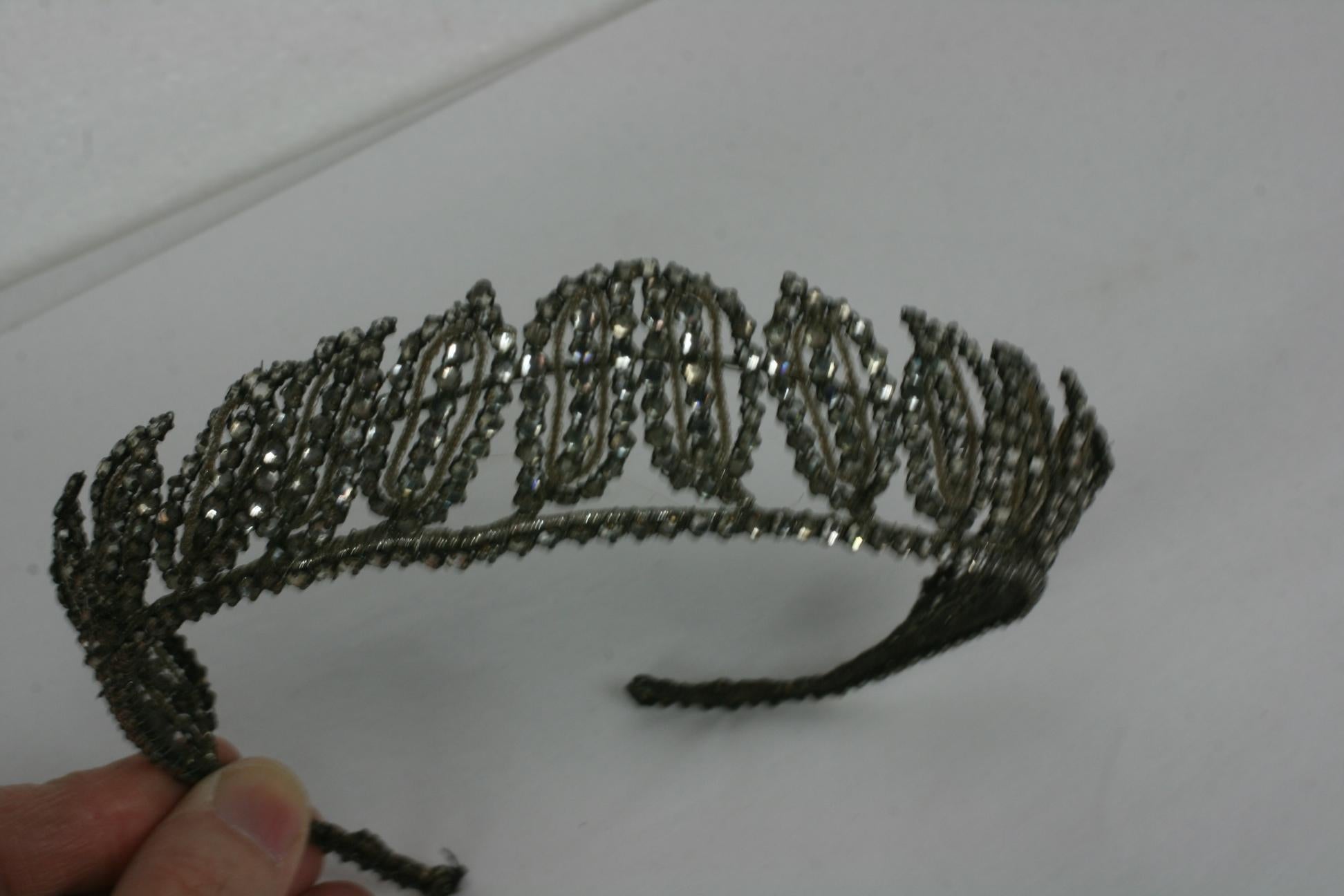 Early Art Deco French Crystal Tiara  For Sale 1