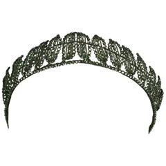 Frühes französisches Kristall-Tiara im Art-déco-Stil 