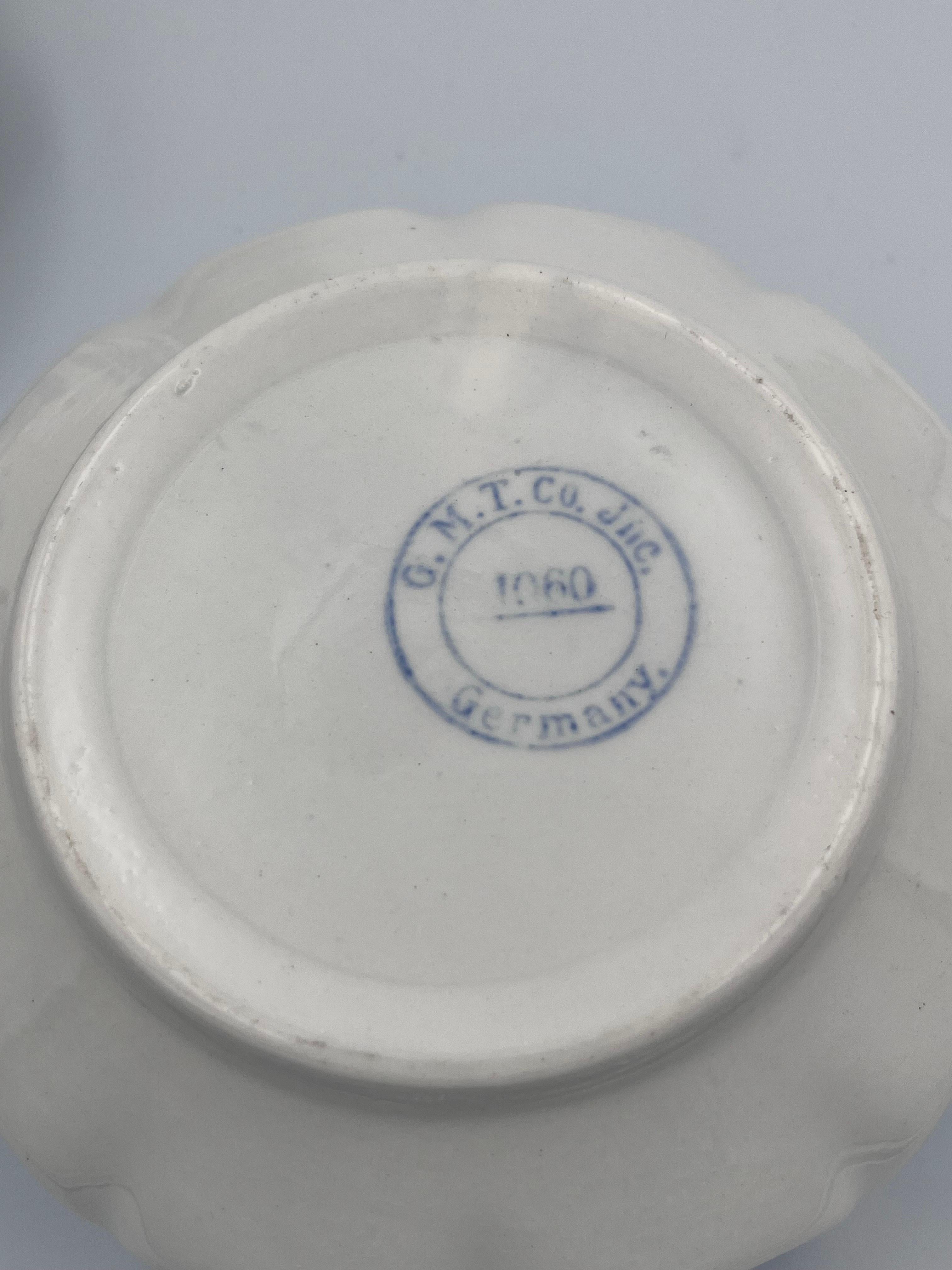 Tedesco Set di 6 ciotole da nido blu e bianche in ceramica tedesca dell'inizio dell'Art Déco I. M. T. I. in vendita