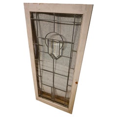 Early Art Deco Lead Bevel Glass Window in Frame