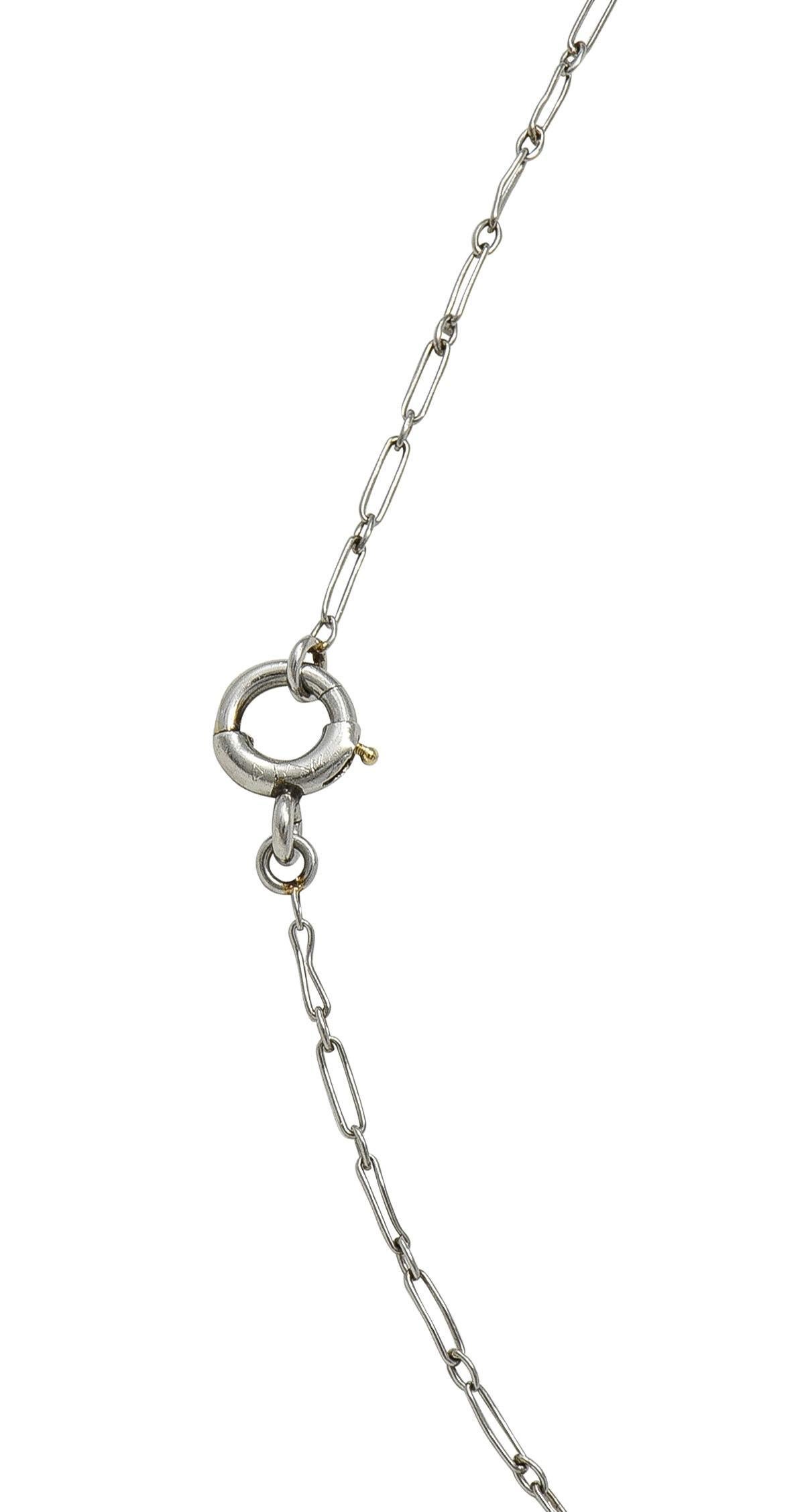 Collana a goccia in filigrana antica con pietra di luna e diamante in platino, di epoca precoce. in vendita 3