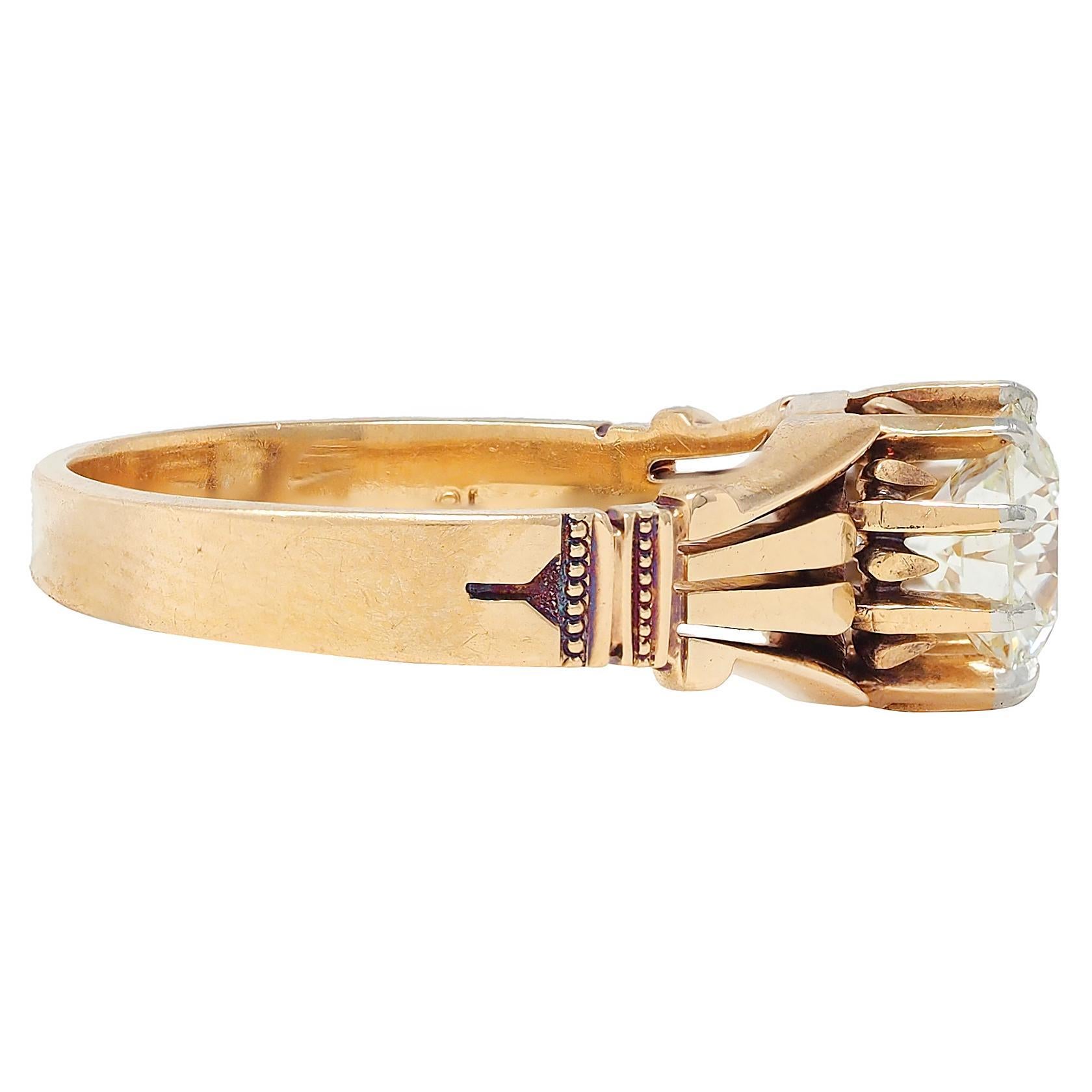 Early Art Deco Old European Diamond Platinum 18K Gold Antique Engagement Ring Art Decó en venta