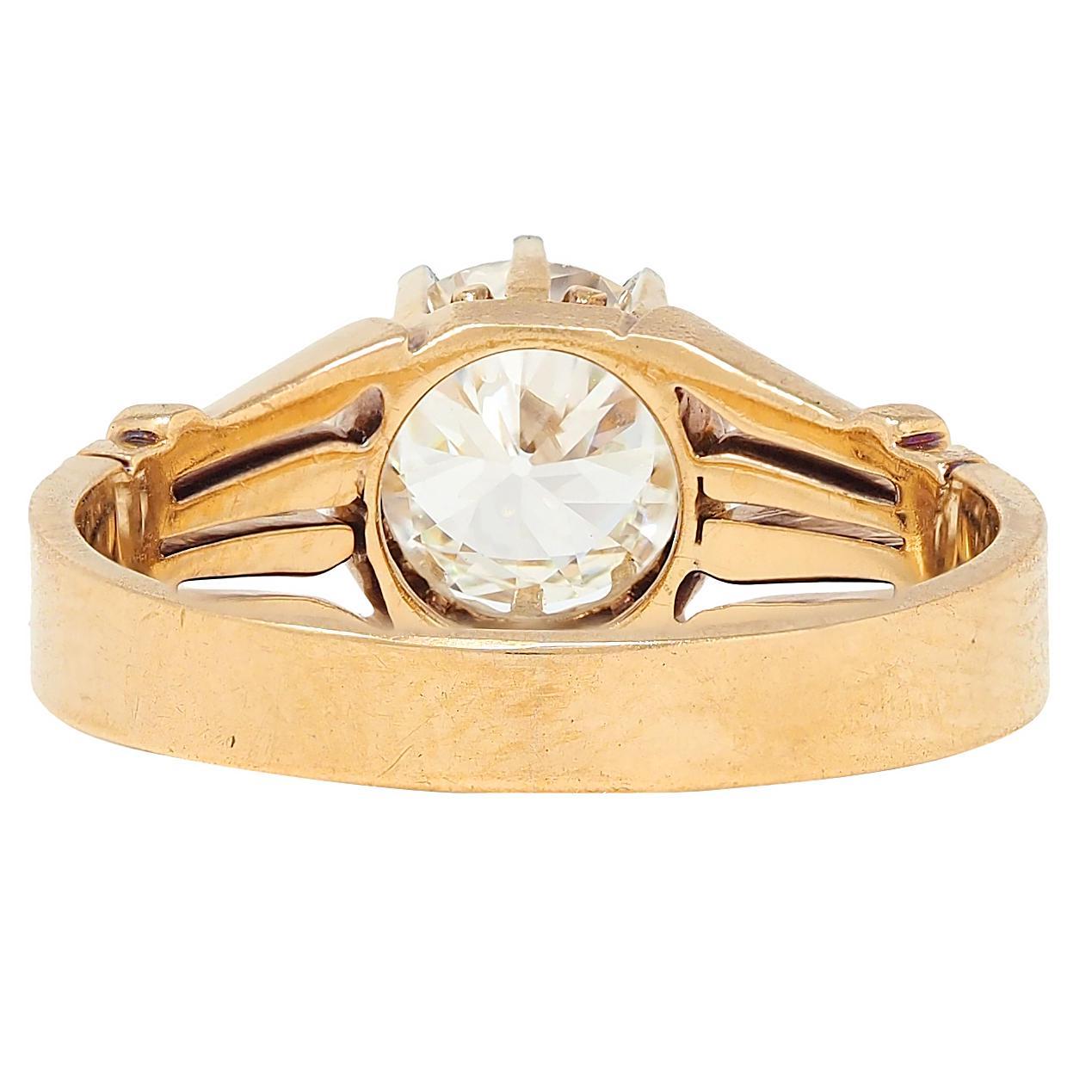Early Art Deco Old European Diamond Platinum 18K Gold Antique Engagement Ring Corte europeo antiguo en venta