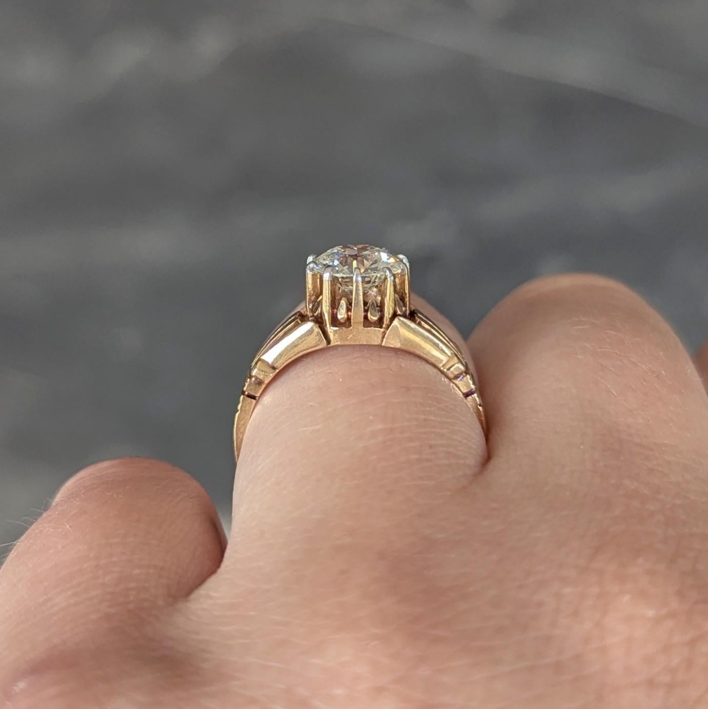 Early Art Deco Old European Diamond Platinum 18K Gold Antique Engagement Ring en venta 1