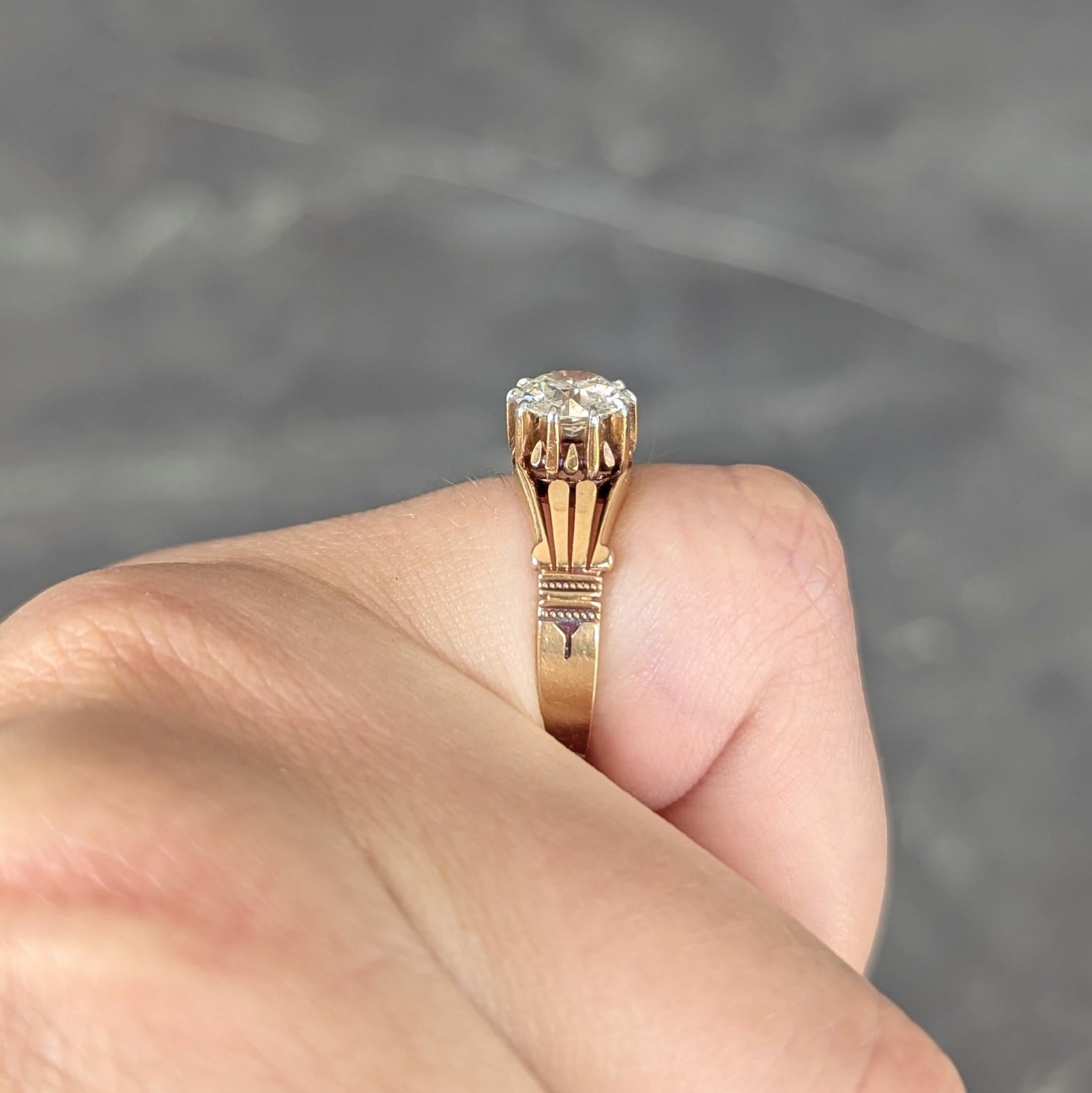 Early Art Deco Old European Diamond Platinum 18K Gold Antique Engagement Ring en venta 2