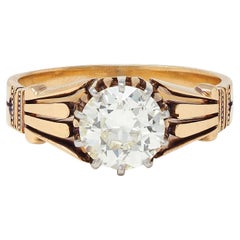 Early Art Deco Old European Diamond Platinum 18K Gold Antique Engagement Ring