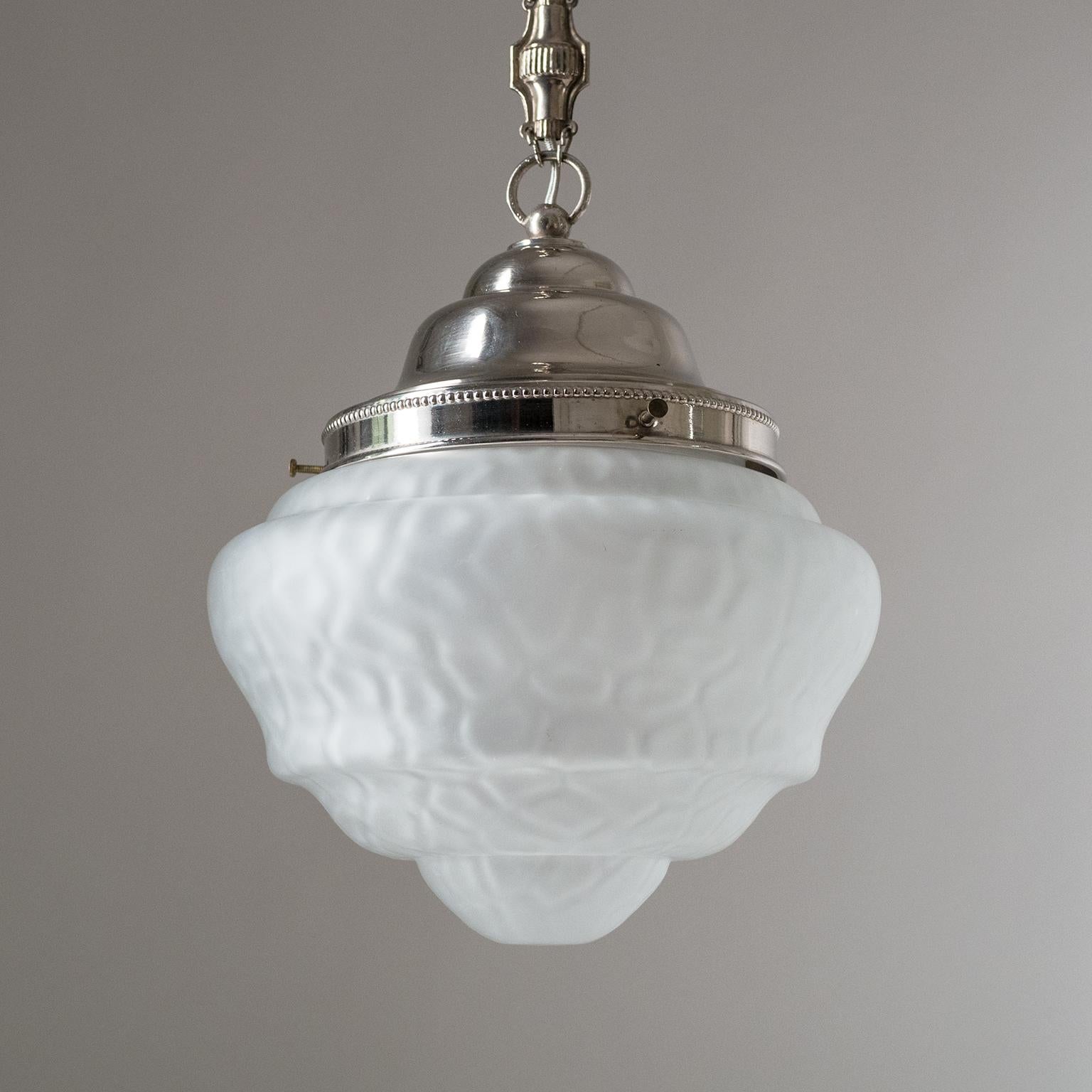 Nickel and Glass Pendant, circa 1920 In Good Condition In Vienna, AT