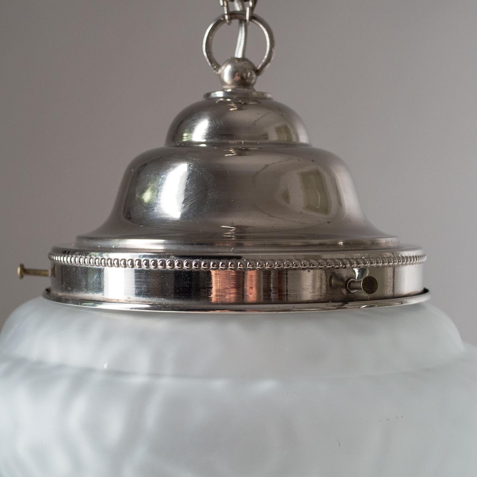 Early 20th Century Nickel and Glass Pendant, circa 1920