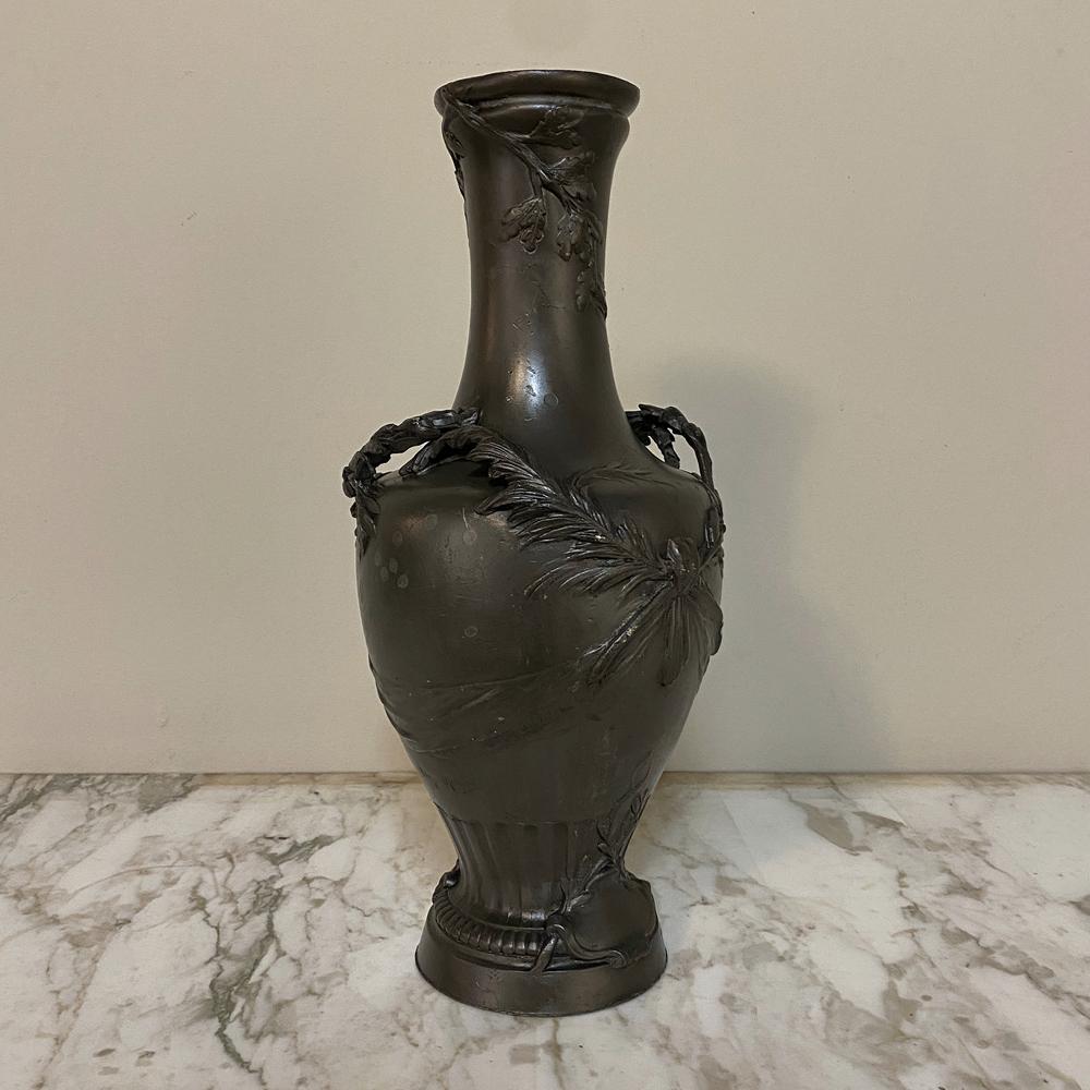 French Early Art Deco Period Pewter Vase For Sale