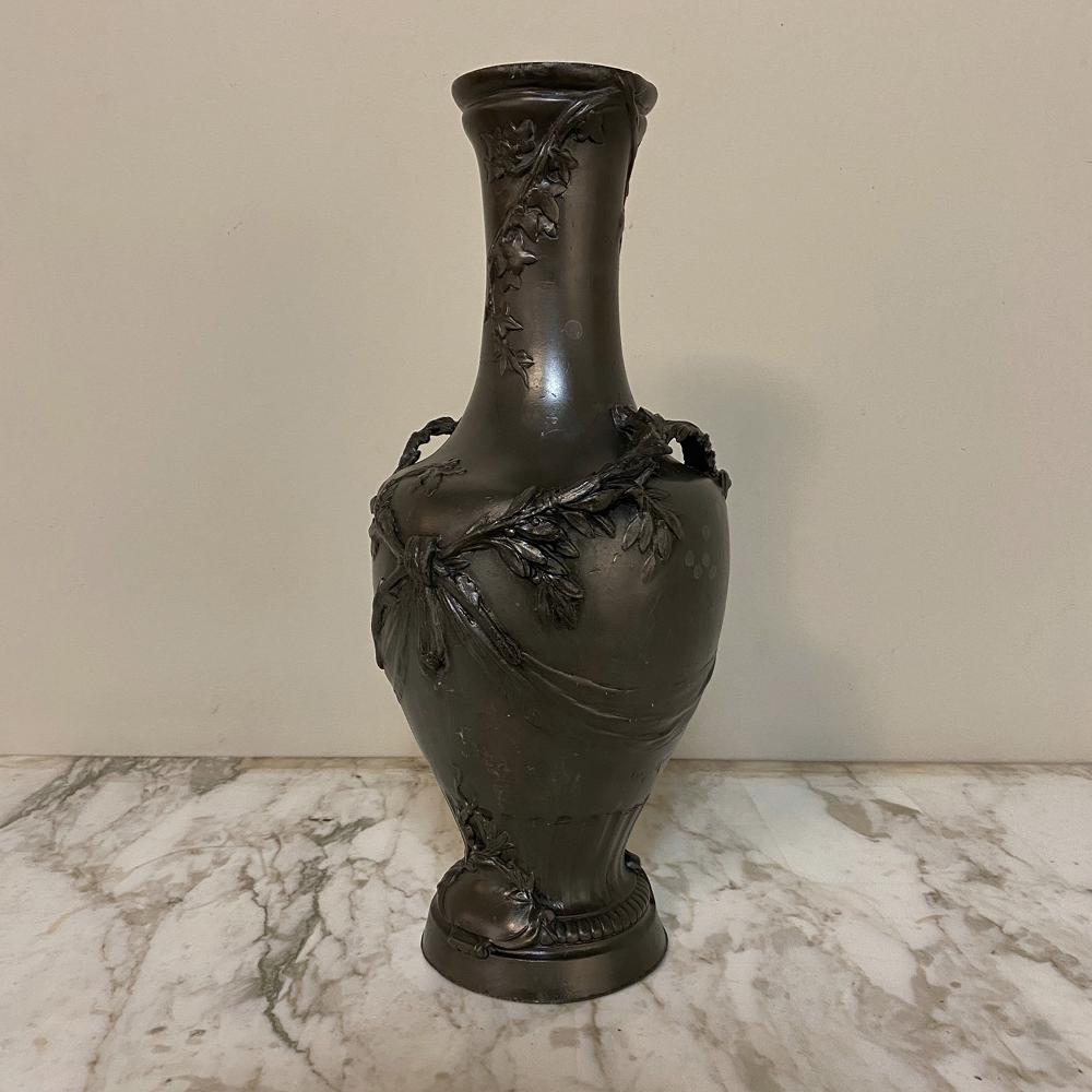 Hand-Crafted Early Art Deco Period Pewter Vase For Sale