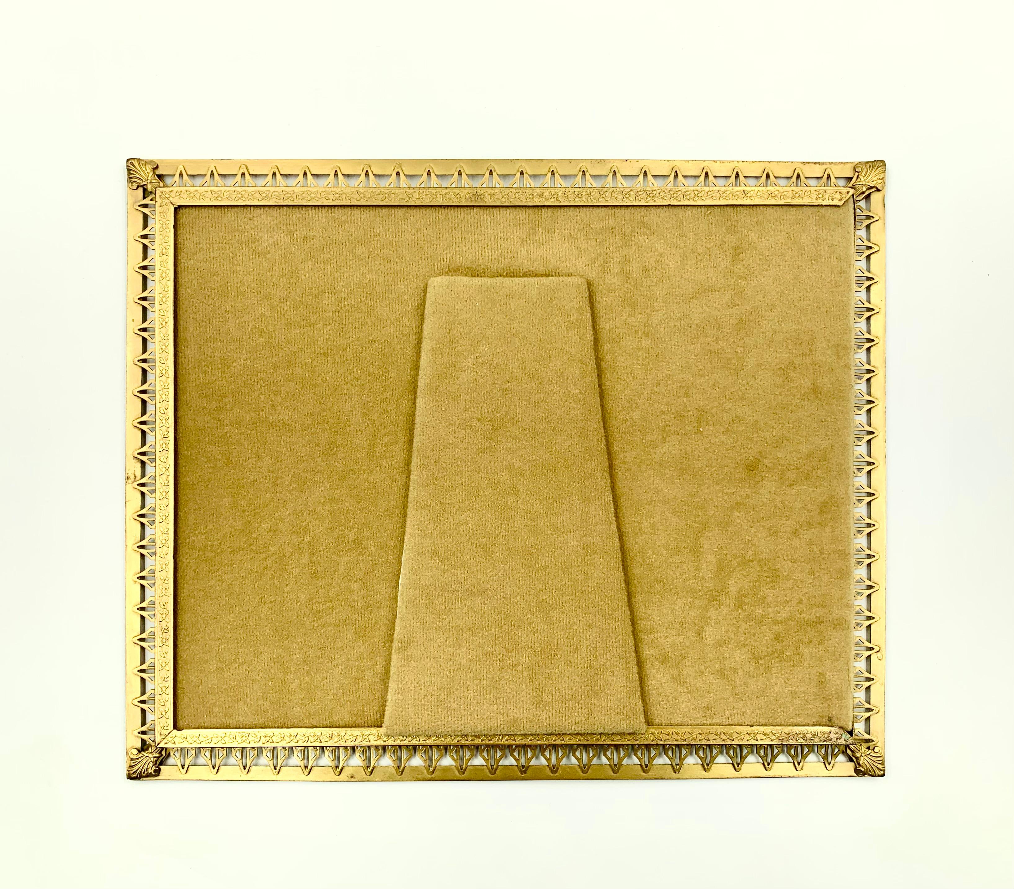 Early Art Deco Reticulated Gilt Bronze Large Architectural Photograph Frame For Sale 3