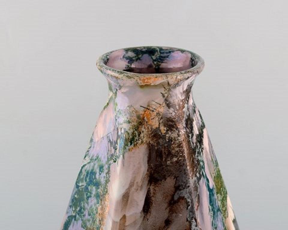 Early Art Deco Rörstrand Vase in Glazed Faience, Glaze with Marble Effect For Sale 1