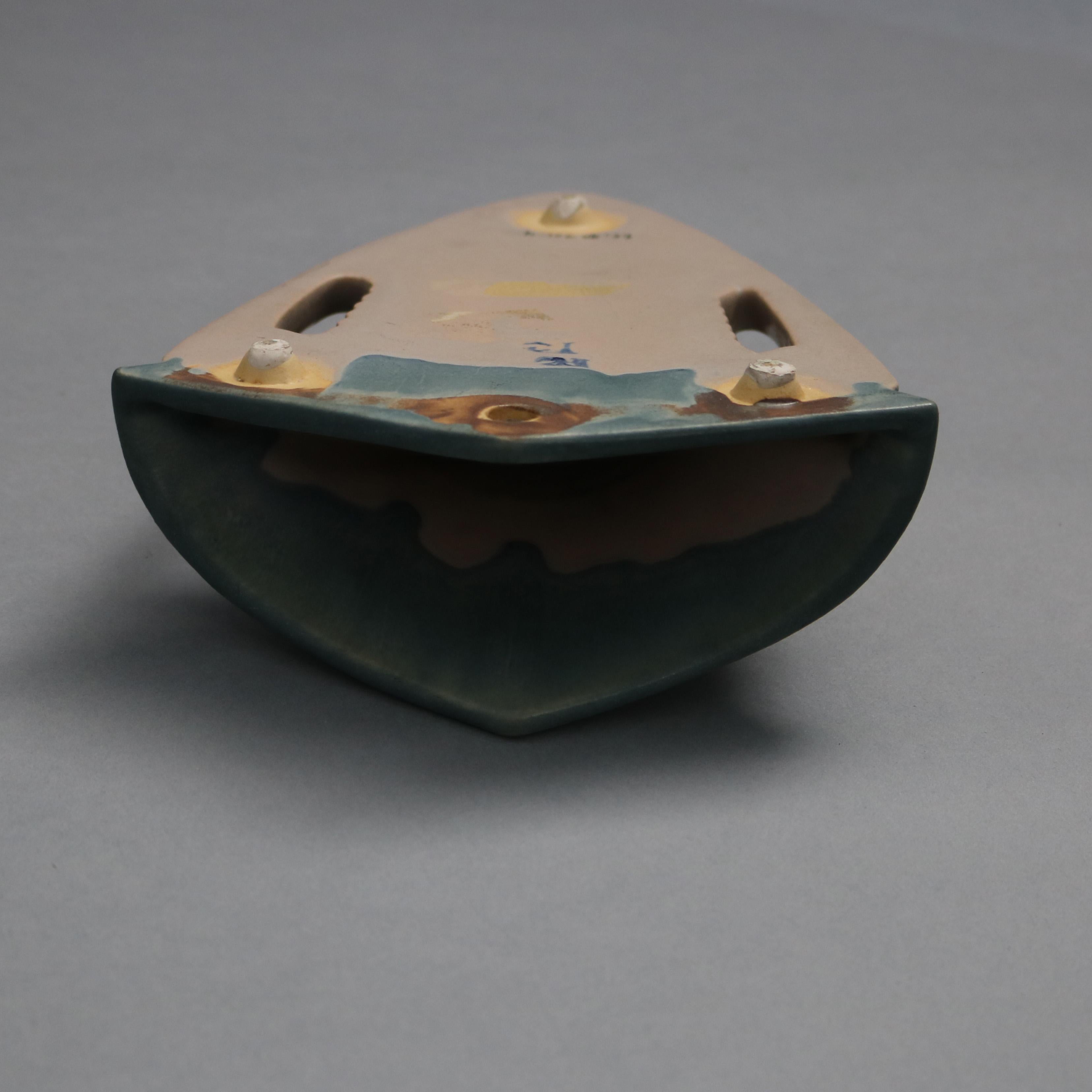 Fired Early Art Deco Roseville Carnelian Art Pottery Wall Pocket, circa 1930