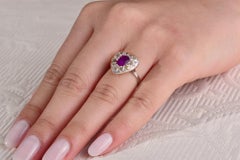 Early Art Deco Ruby, Diamond and Platinum Heart Shaped Ring