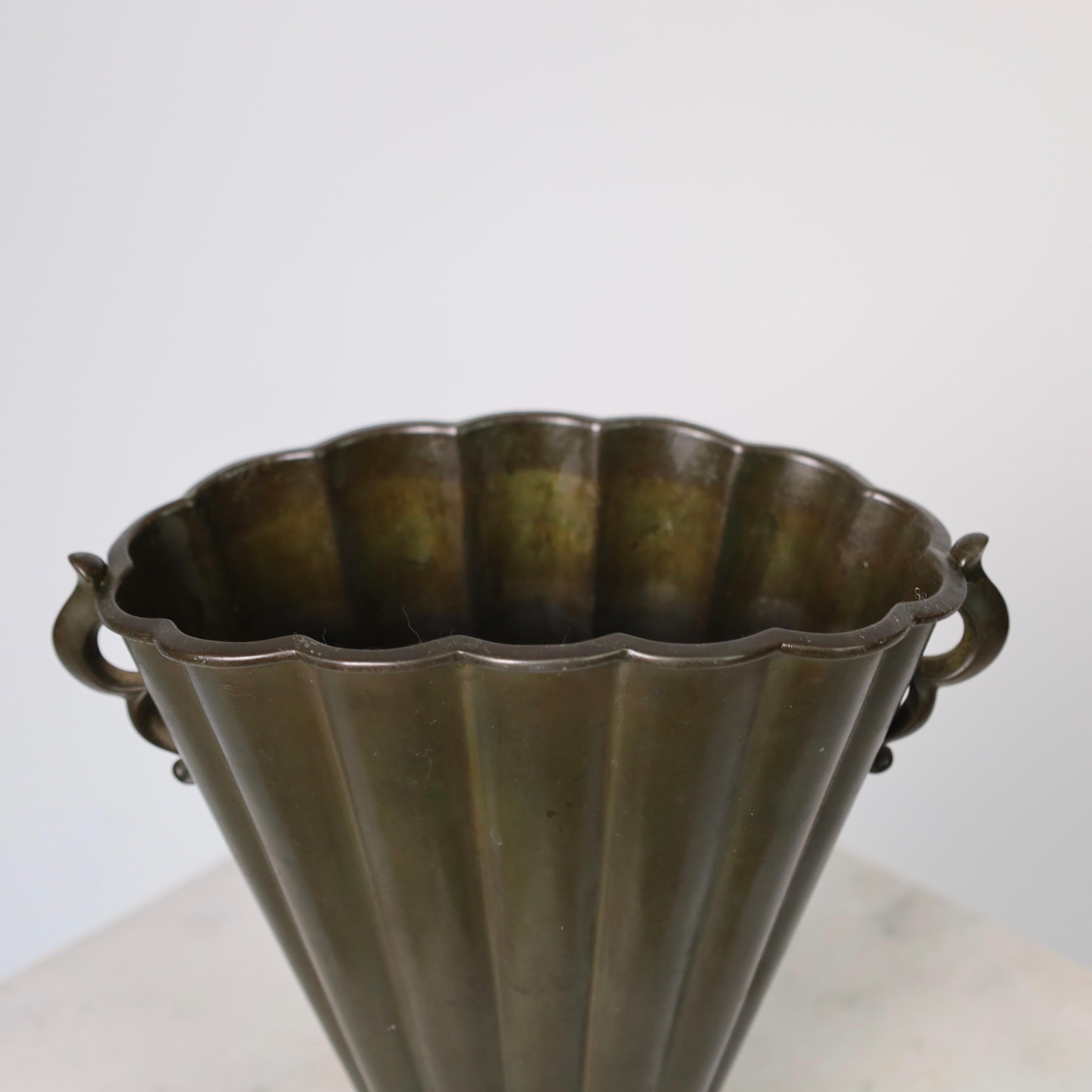 Metal Early Art Deco Vase by Just Andersen, 1920s, Denmark