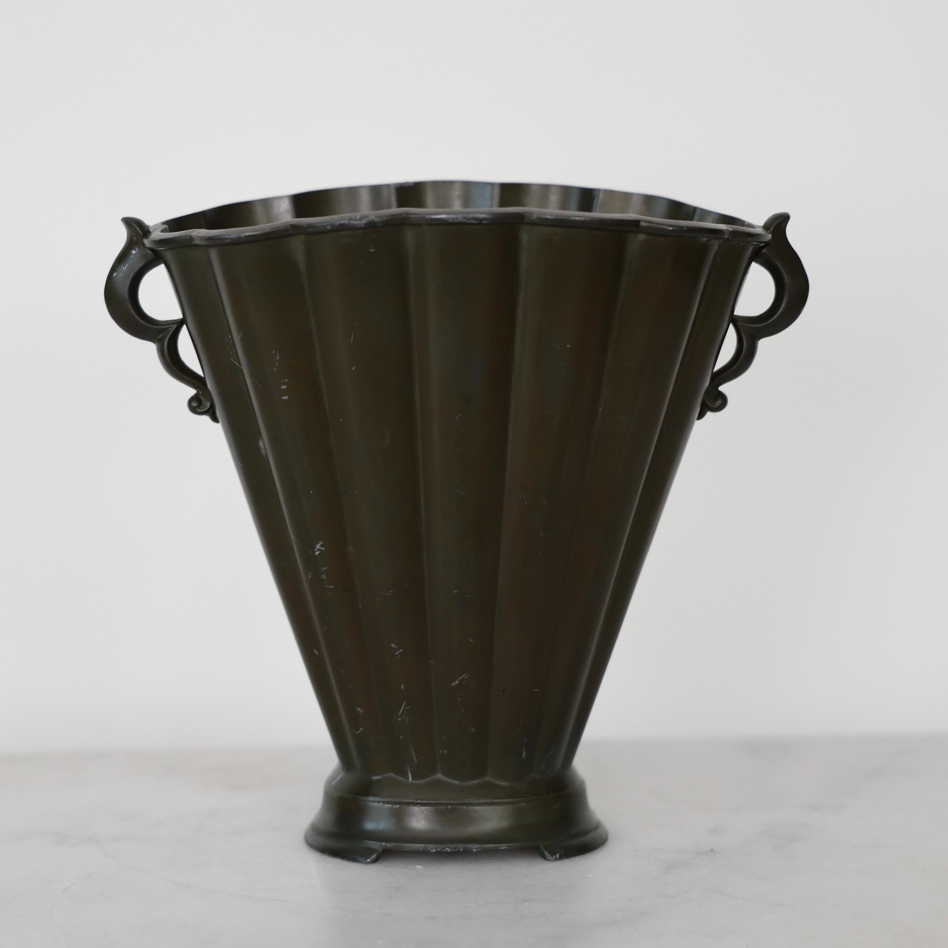 Metal Early Art Deco Vase by Just Andersen, 1920s, Denmark