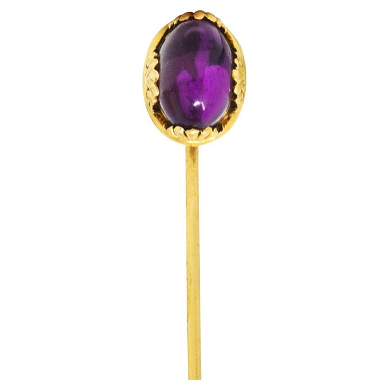 Épingle à Cravate Ancienne En Or Jaune 14 Carats Avec Cabochon D Style Art Nouveau Pr%c3%a9coce