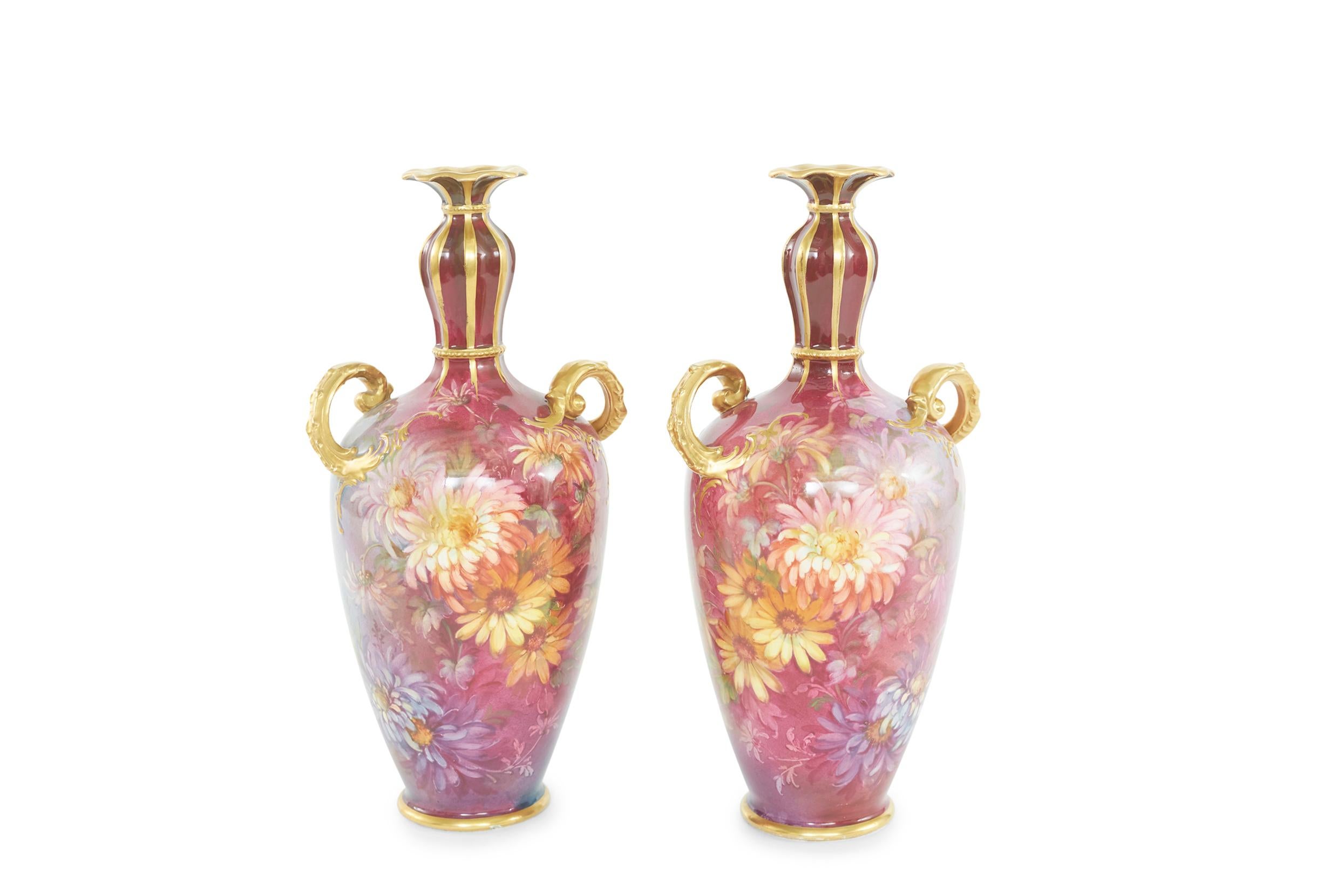 Early Art Nouveau Gilt Porcelain Pair Vase For Sale 6