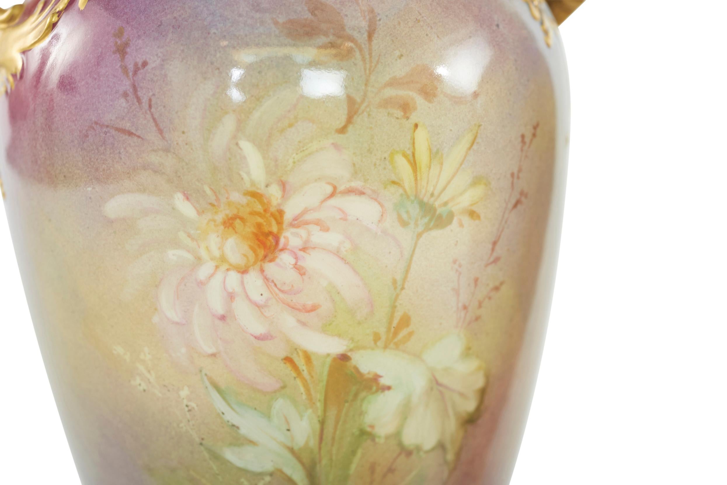 Early Art Nouveau Gilt Porcelain Pair Vase For Sale 2