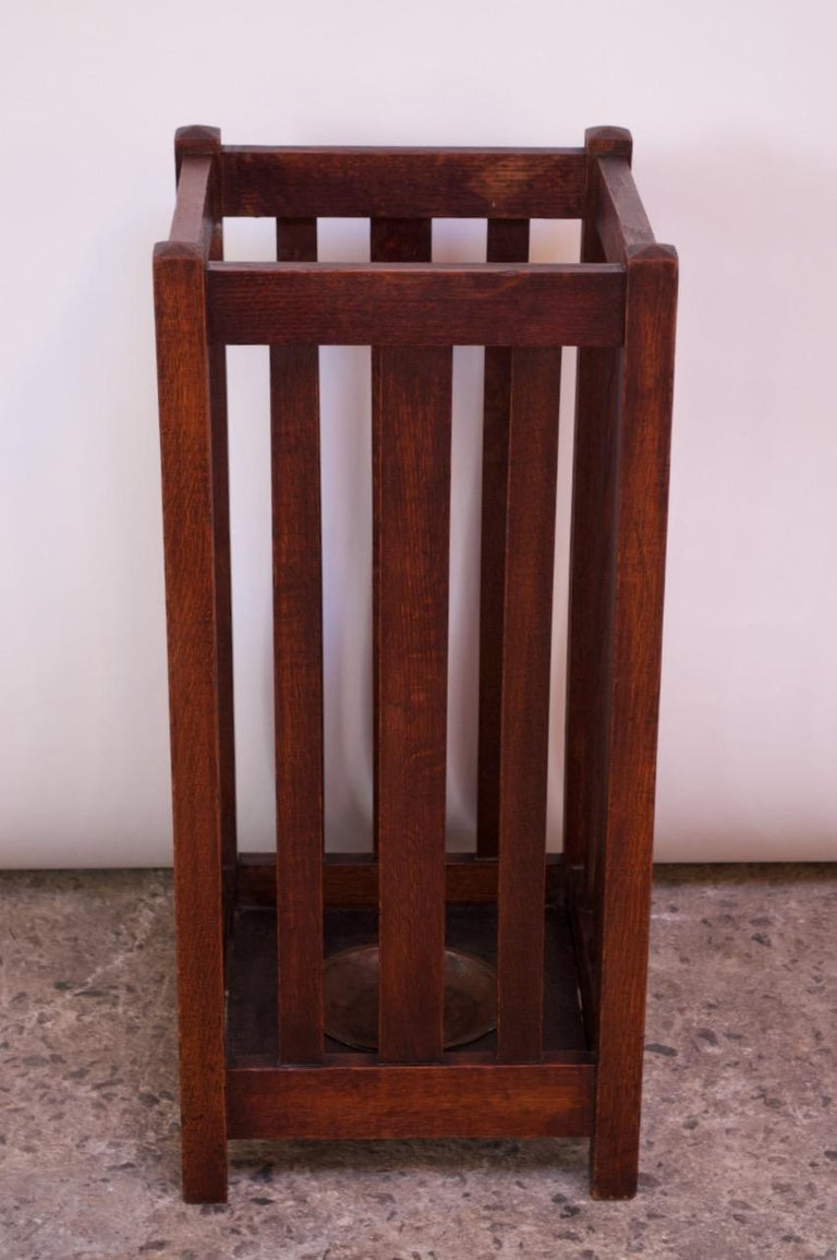 Early Arts and Crafts Oak Umbrella / Cane Stand at 1stDibs