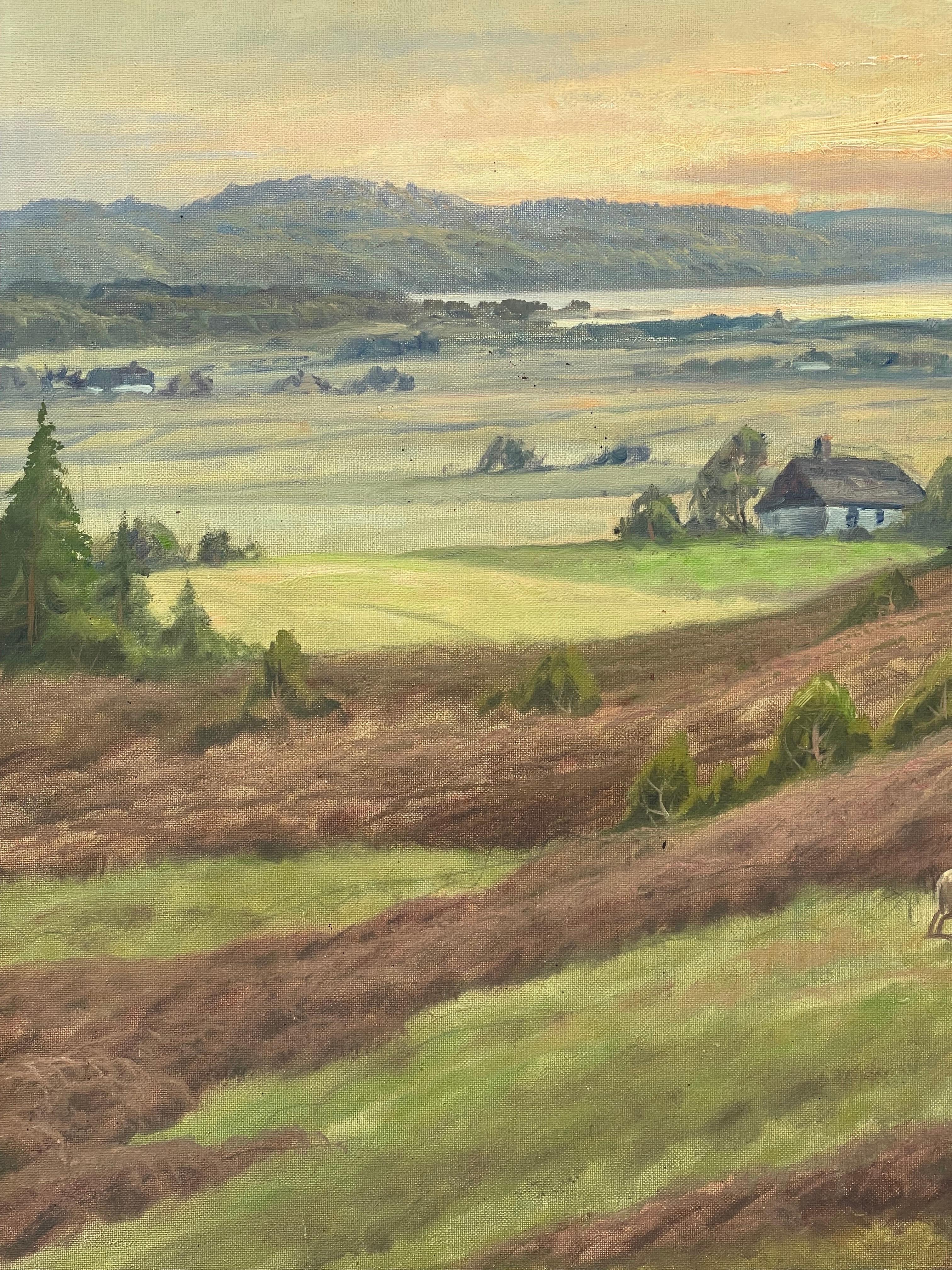 Large Arts and Crafts Sweeping Landscape of Countryside For Sale 5