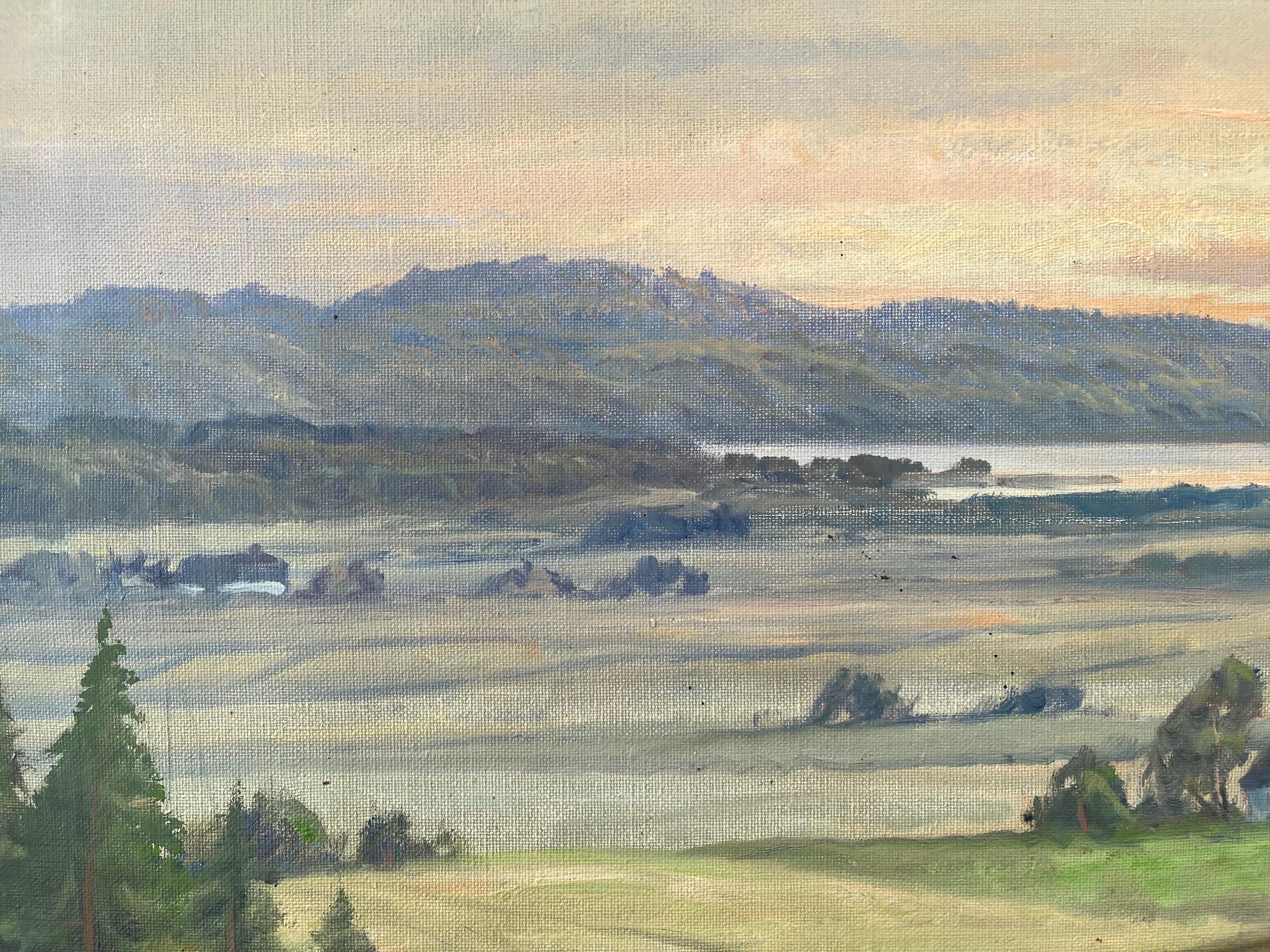 Large Arts and Crafts Sweeping Landscape of Countryside For Sale 1