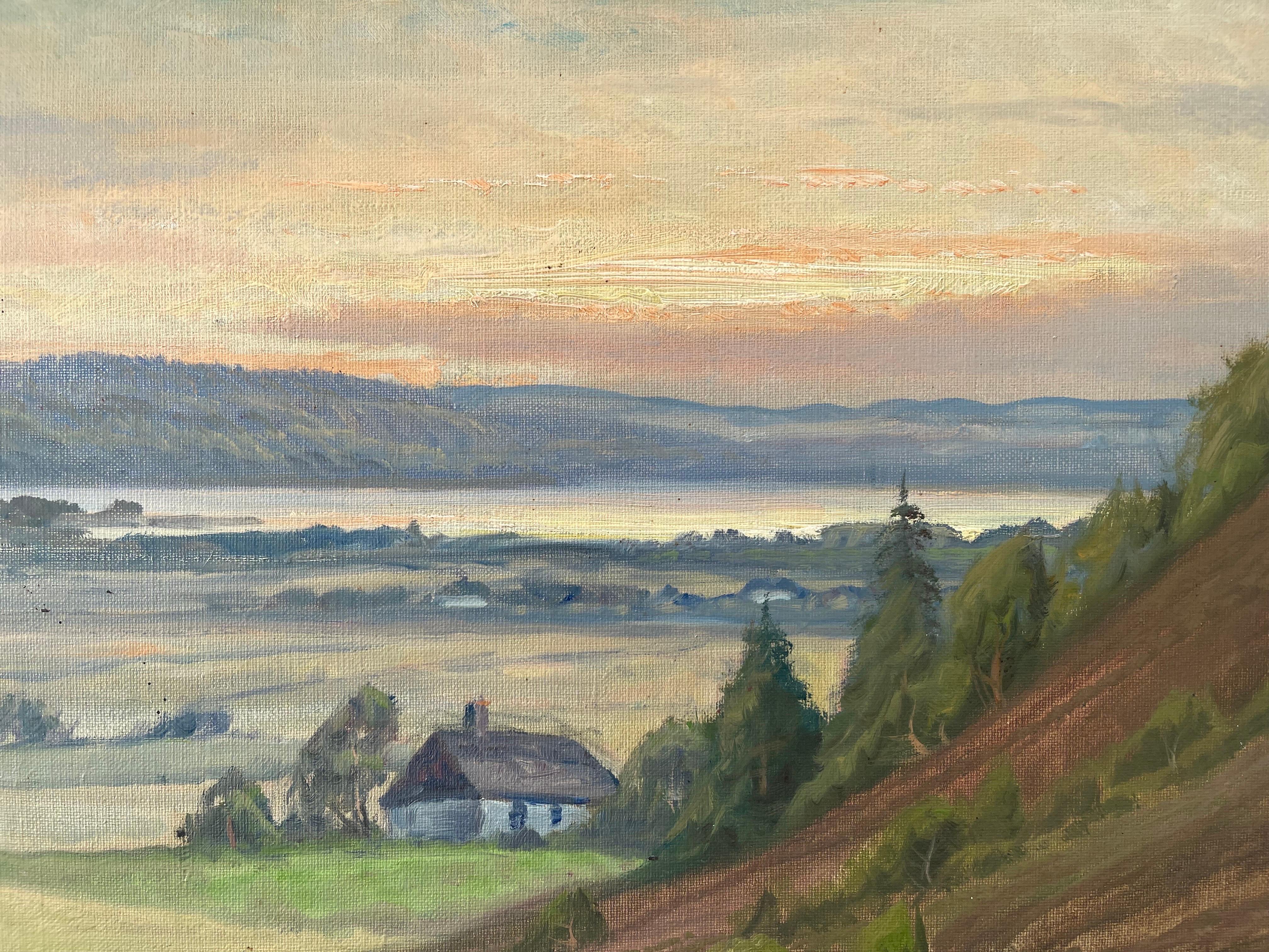 Large Arts and Crafts Sweeping Landscape of Countryside For Sale 2