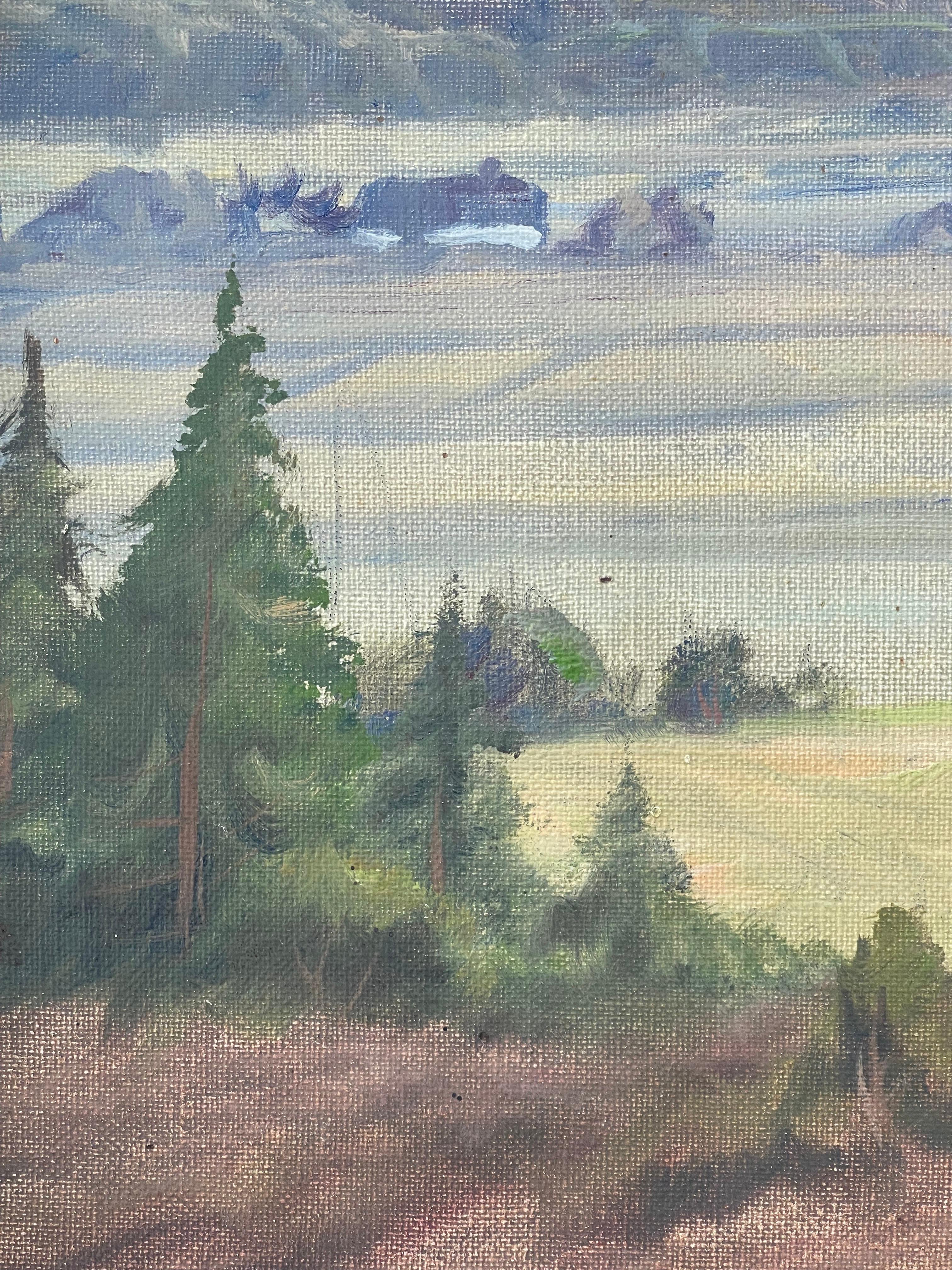 Large Arts and Crafts Sweeping Landscape of Countryside For Sale 3