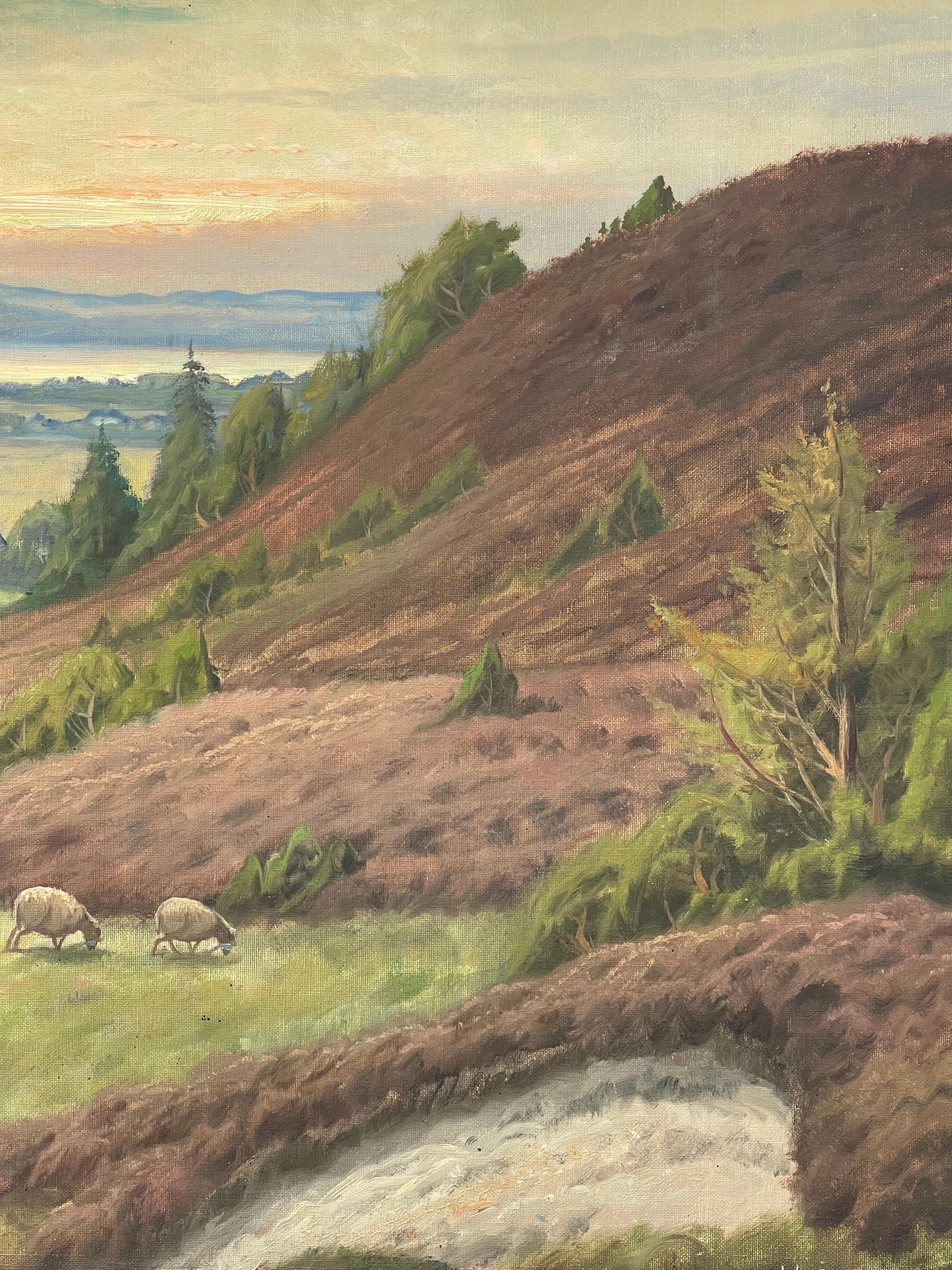 Large Arts and Crafts Sweeping Landscape of Countryside For Sale 4