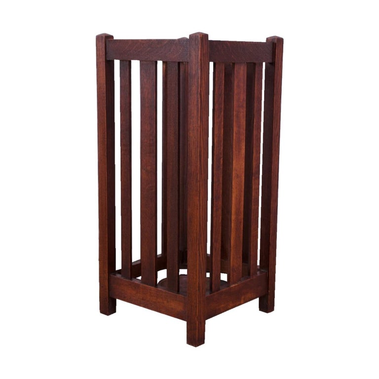 Early Arts and Crafts Oak Umbrella / Cane Stand at 1stDibs