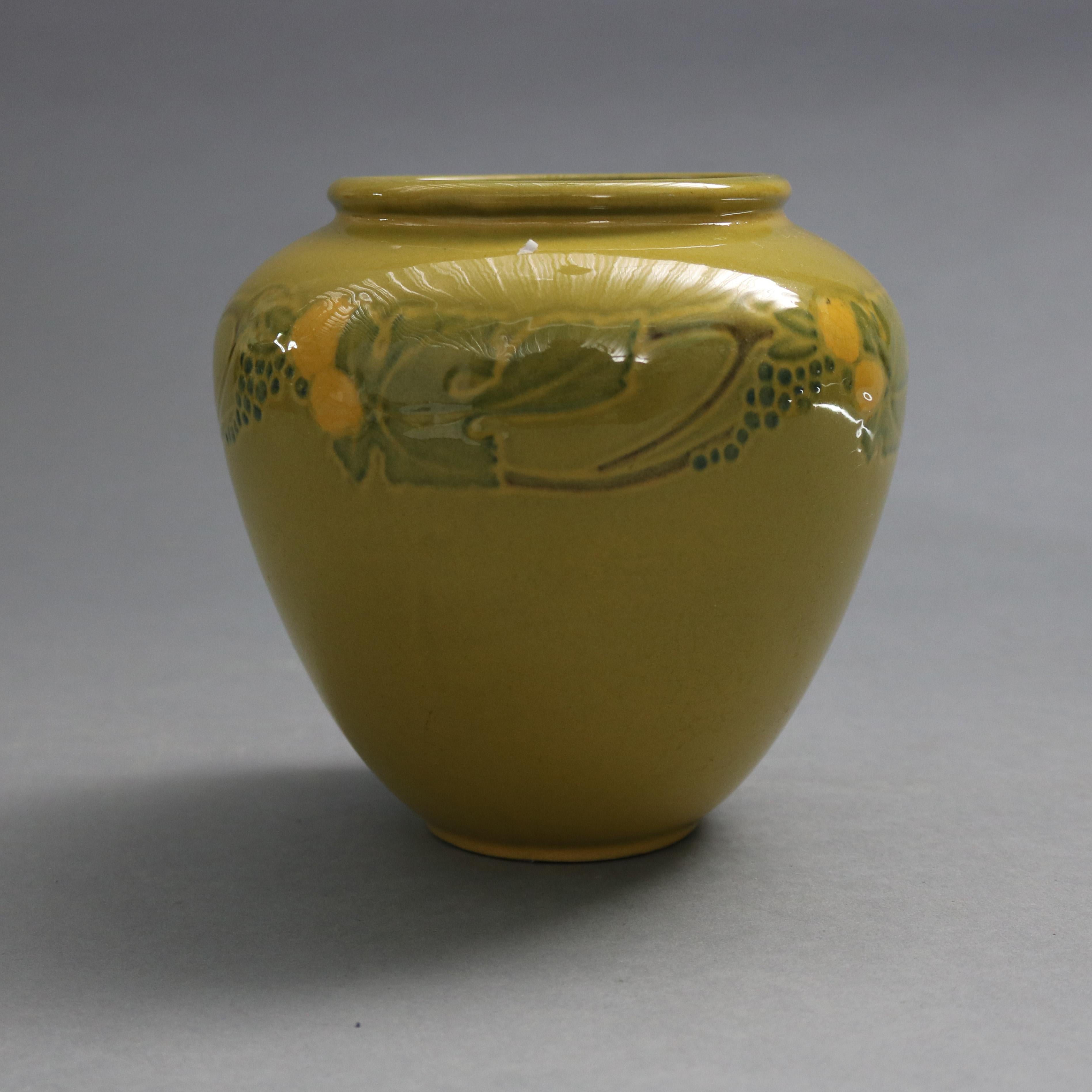 Arts and Crafts Early Arts & Crafts Roseville Art Pottery Vase, Experimental Glaze, circa 1920