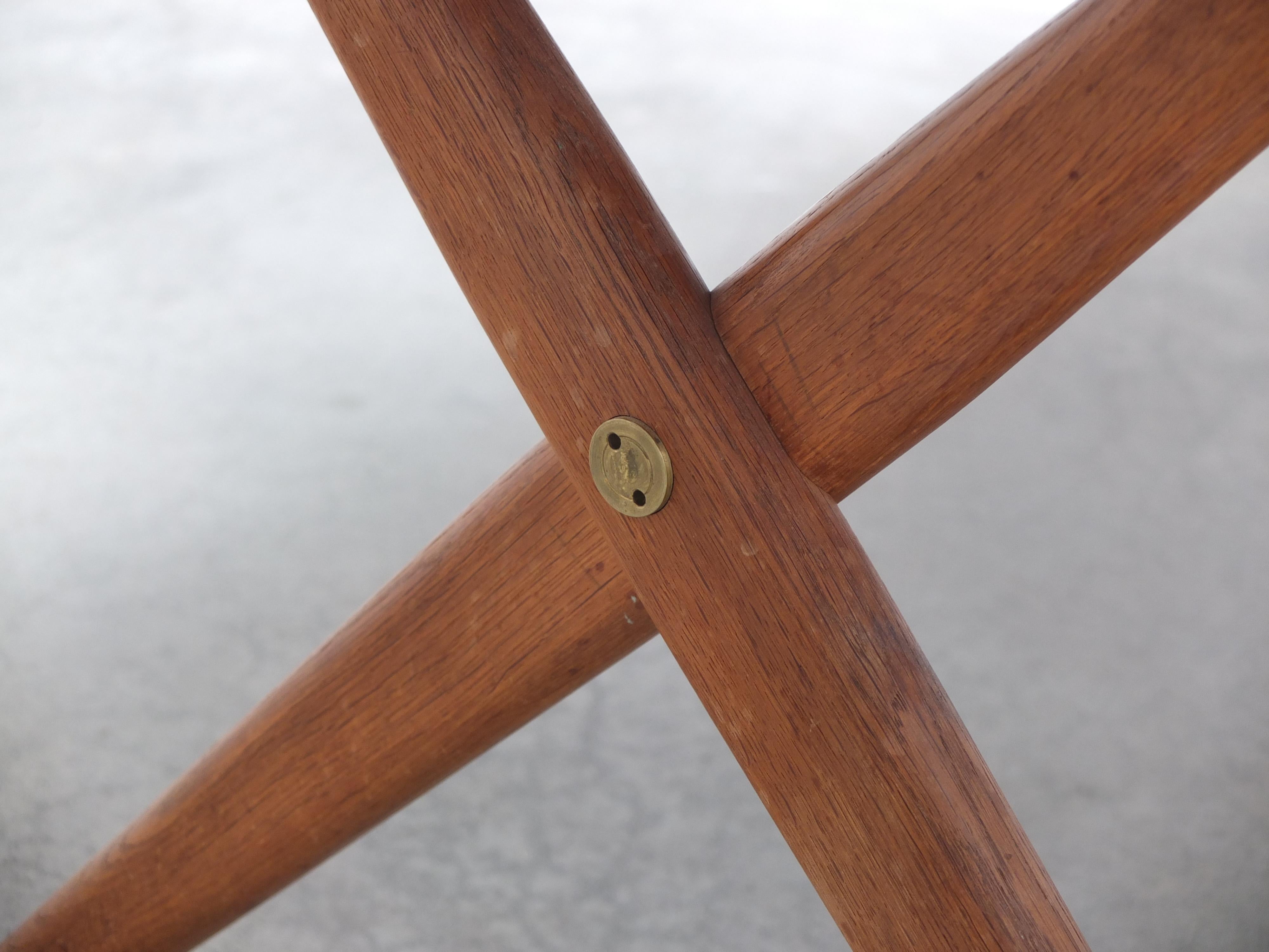 Brass Early 'AT 303' Cross-Leg Table by Hans J. Wegner for Andreas Tuck, 1955 For Sale