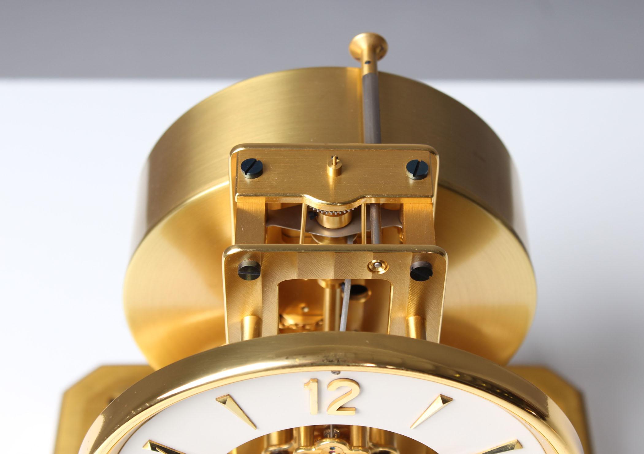 Mid-Century Modern Early ATMOS II Clock from 1949, Jaeger-LeCoultre, Classic Design, White, Gold