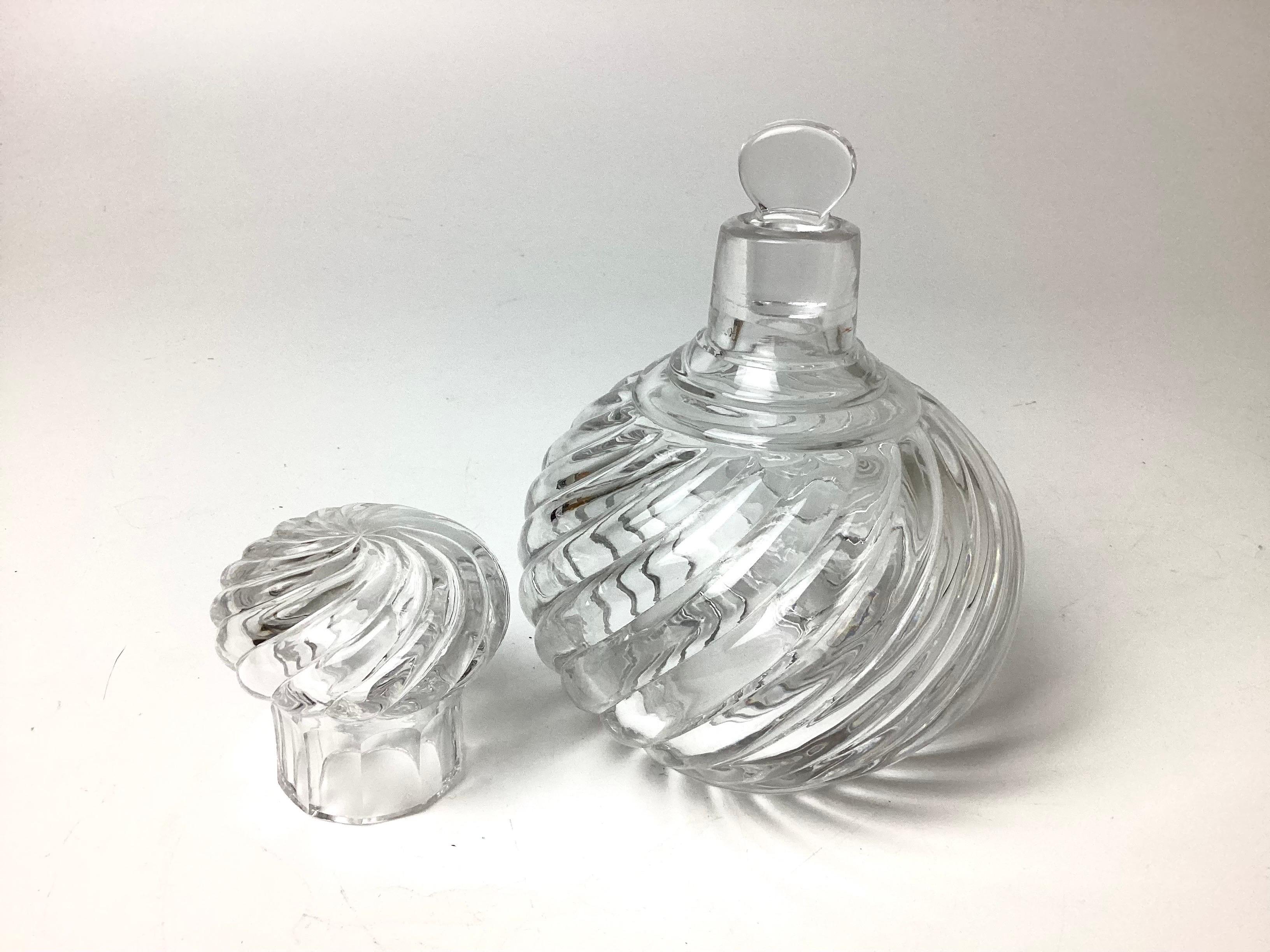 Early Baccarat crystal swirl perfume or cologne bottle. This is a large bottle 6 1/4