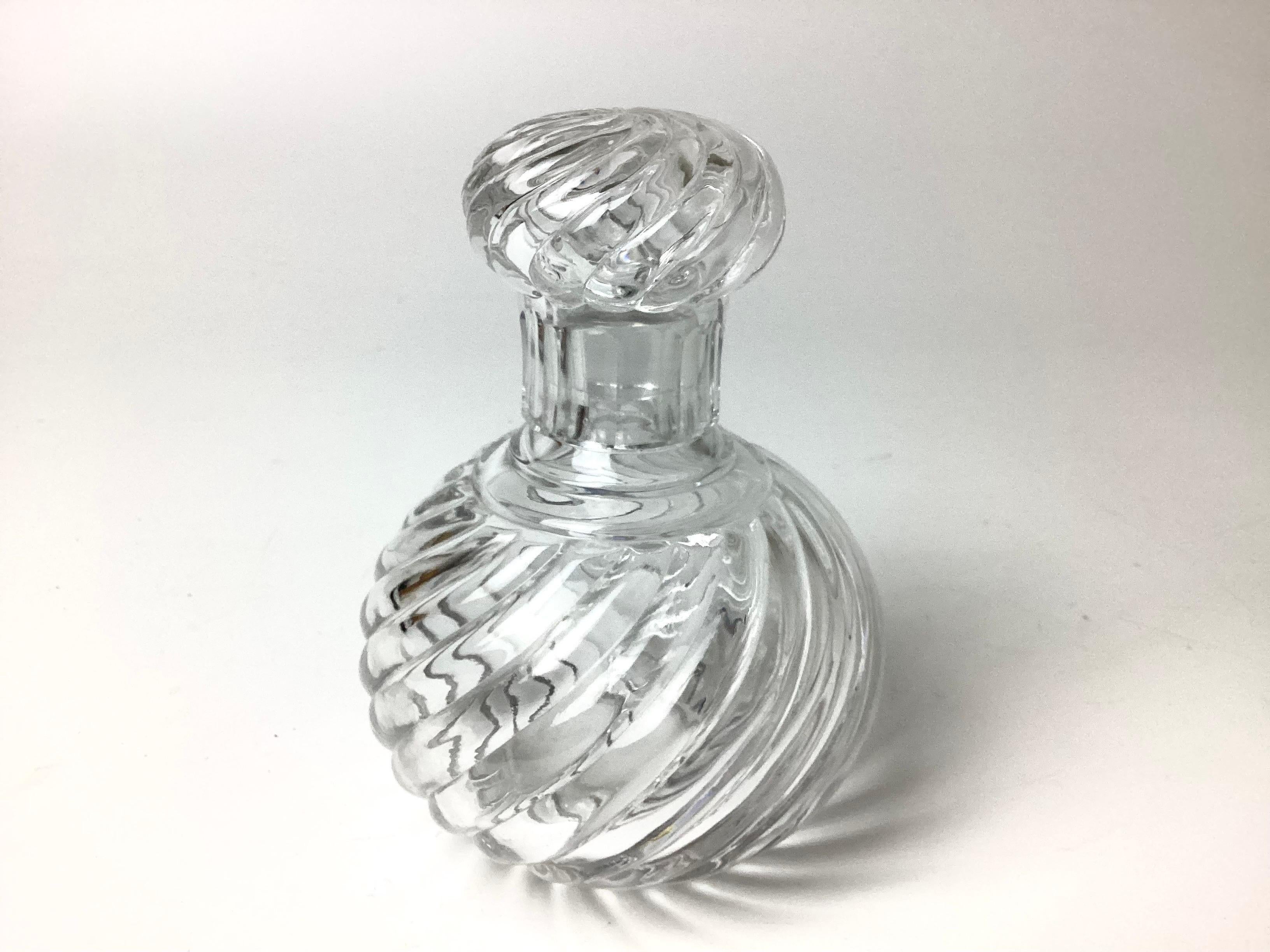 Early Baccarat Crystal Swirl Perfume or Cologne Bottle In Excellent Condition For Sale In Lambertville, NJ