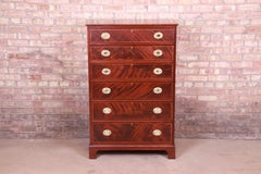 Early Baker Furniture Georgian Flame Mahogany Highboy Dresser, Newly Refinished
