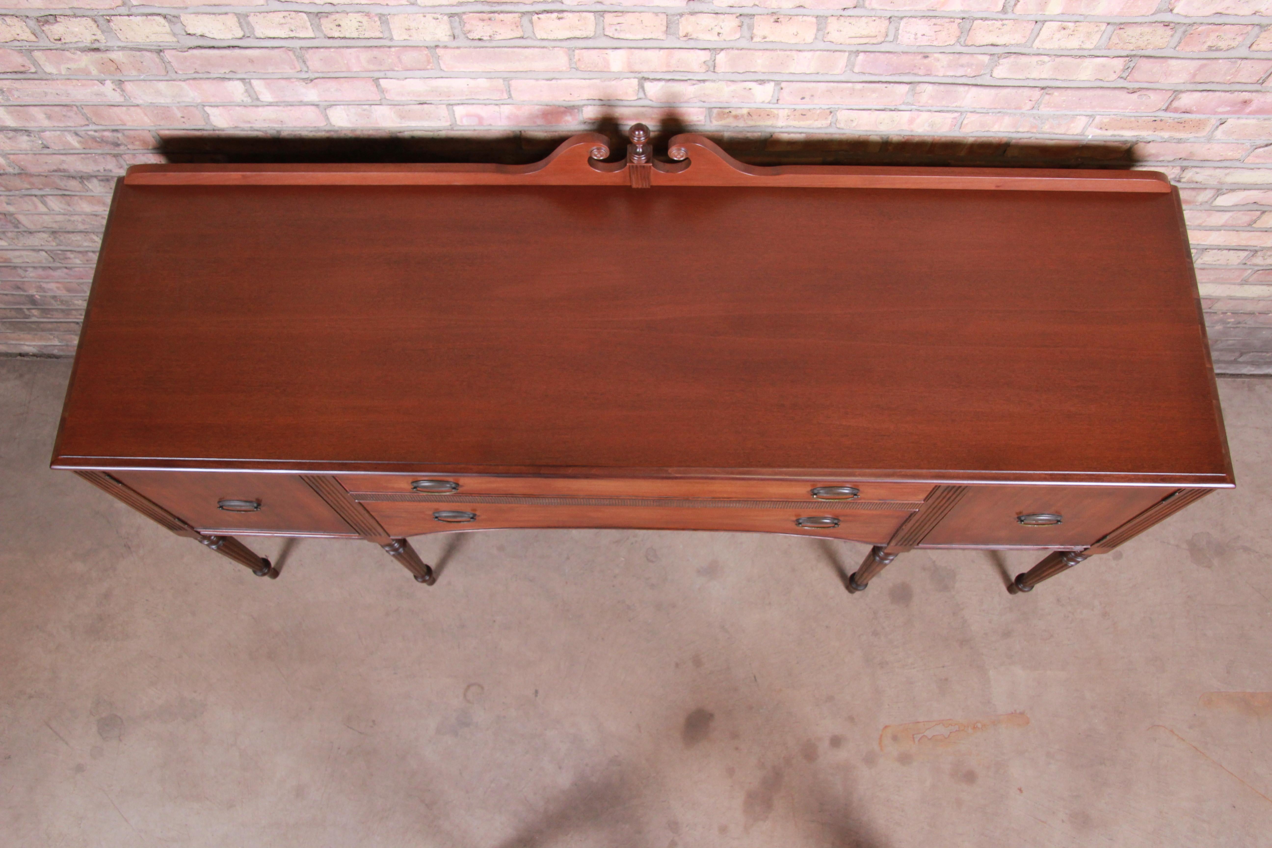 Early Baker Furniture Mahogany Hepplewhite Sideboard Buffet, Newly Refinished For Sale 8