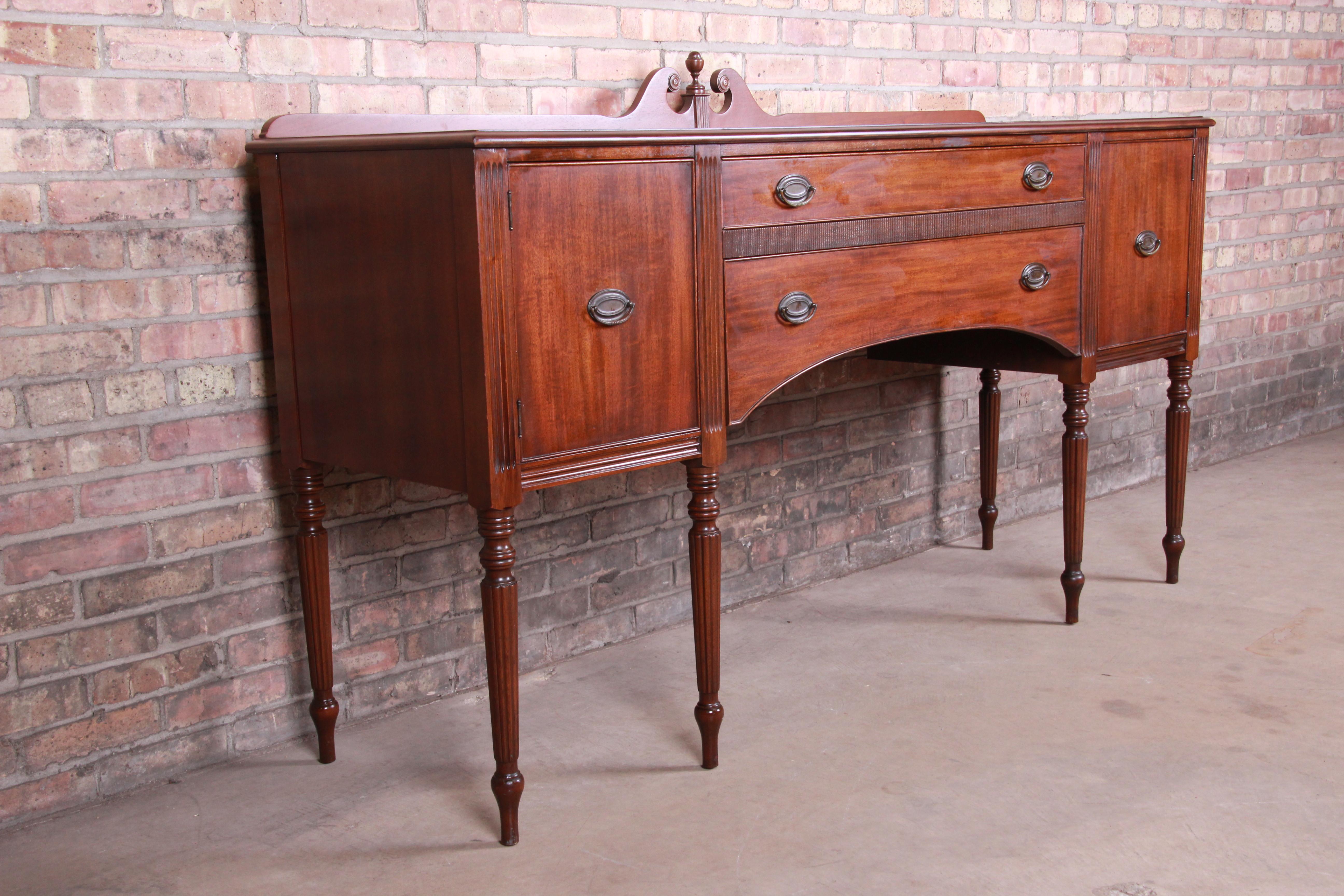 20th Century Early Baker Furniture Mahogany Hepplewhite Sideboard Buffet, Newly Refinished