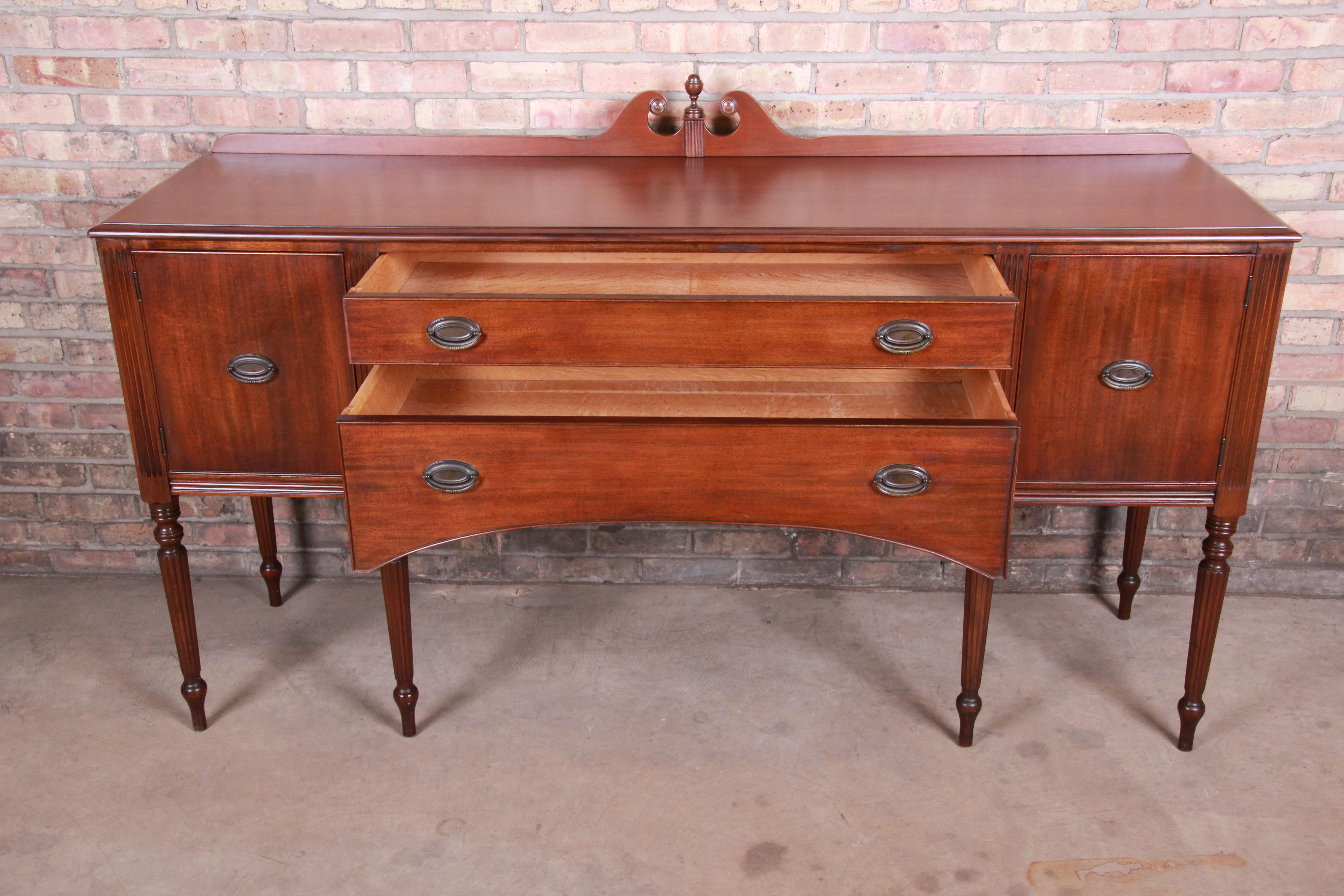 Early Baker Furniture Mahogany Hepplewhite Sideboard Buffet, Newly Refinished For Sale 2