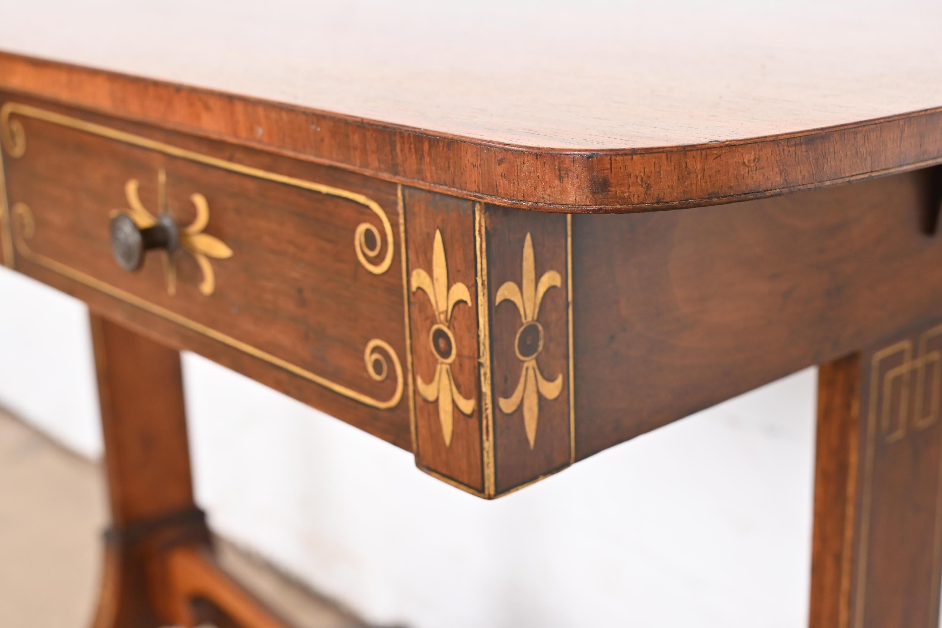 Early Baker Furniture Regency Rosewood Writing Desk or Console Table, 1930s For Sale 6