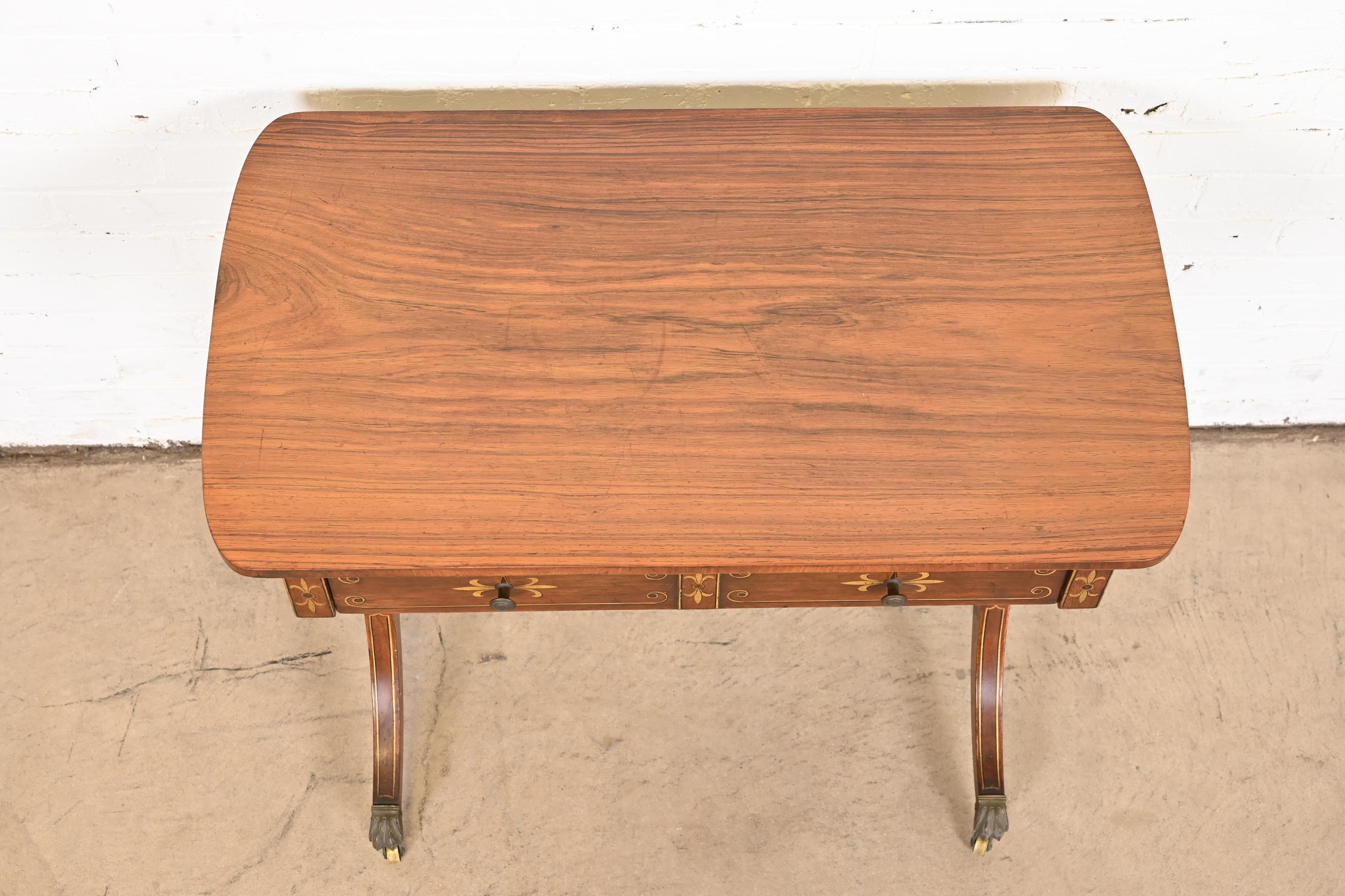 Early Baker Furniture Regency Rosewood Writing Desk or Console Table, 1930s For Sale 9
