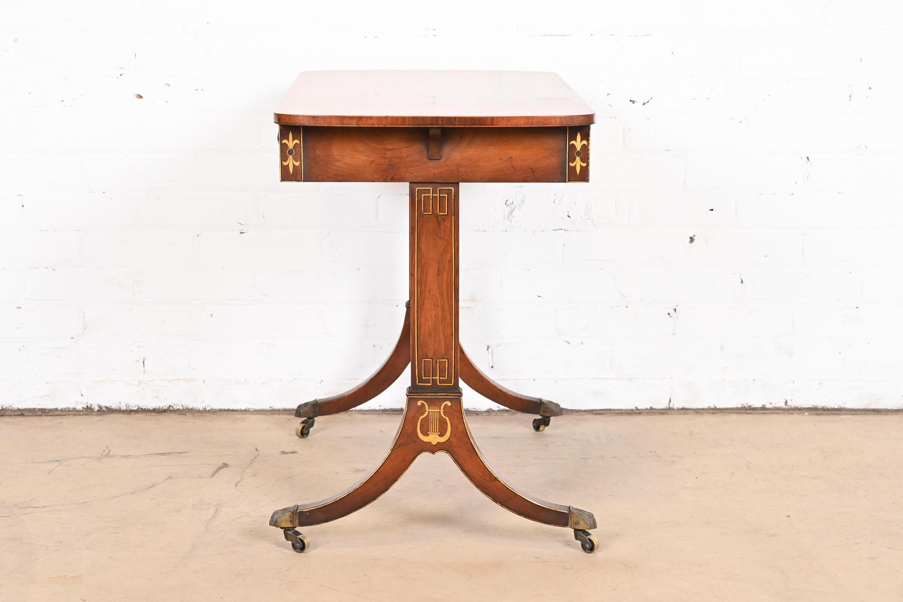 Early Baker Furniture Regency Rosewood Writing Desk or Console Table, 1930s For Sale 10