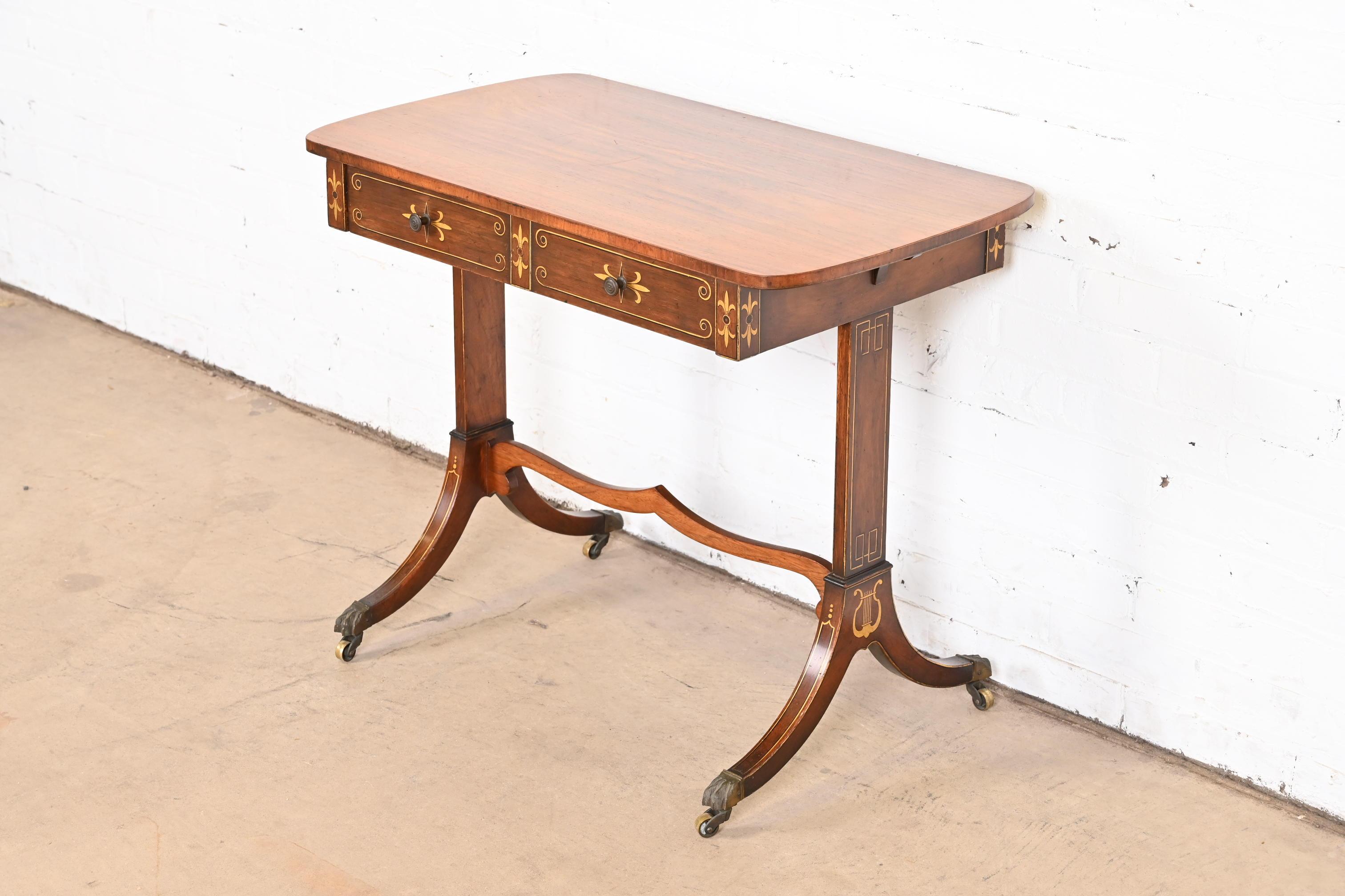 American Early Baker Furniture Regency Rosewood Writing Desk or Console Table, 1930s For Sale