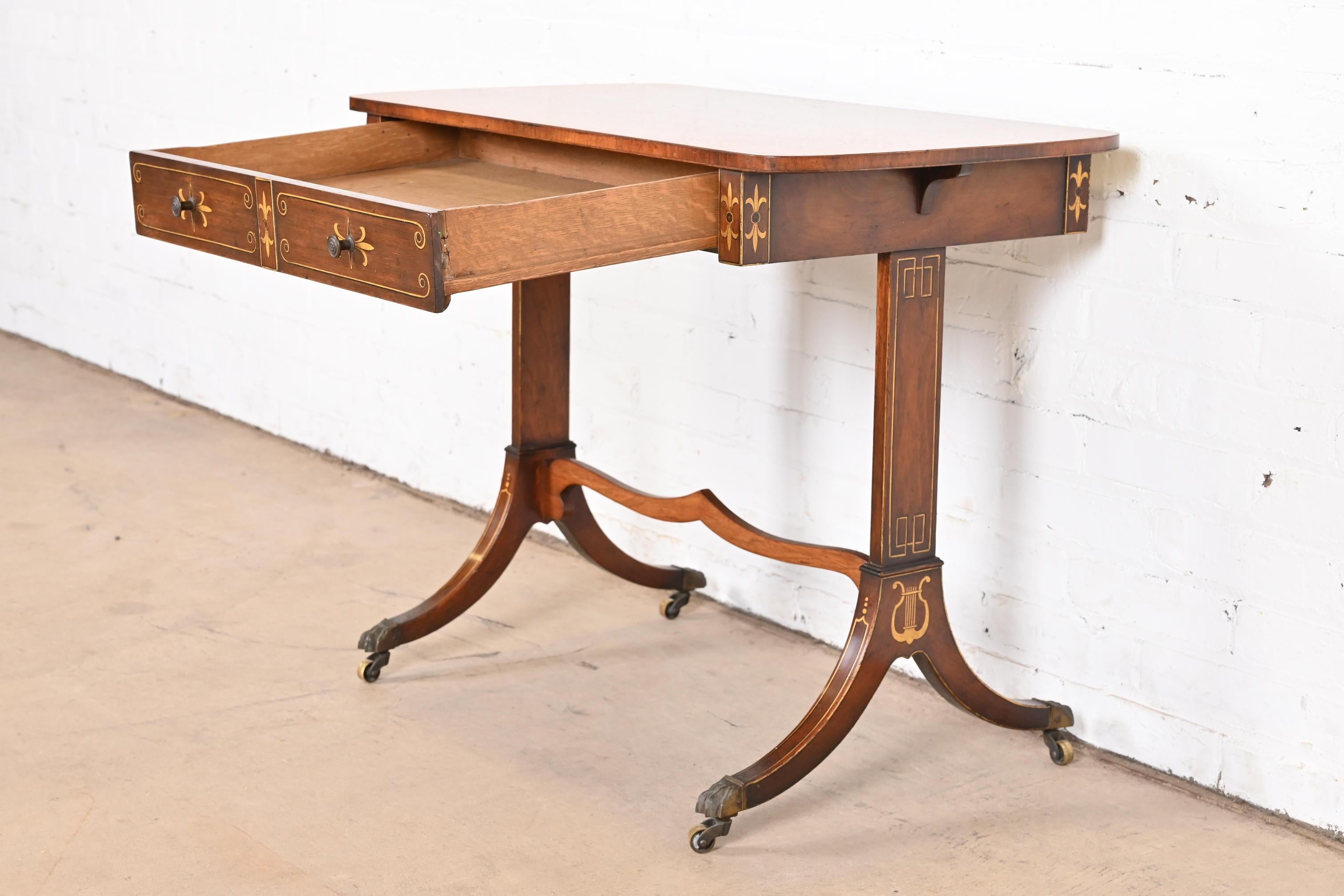 Early Baker Furniture Regency Rosewood Writing Desk or Console Table, 1930s For Sale 3