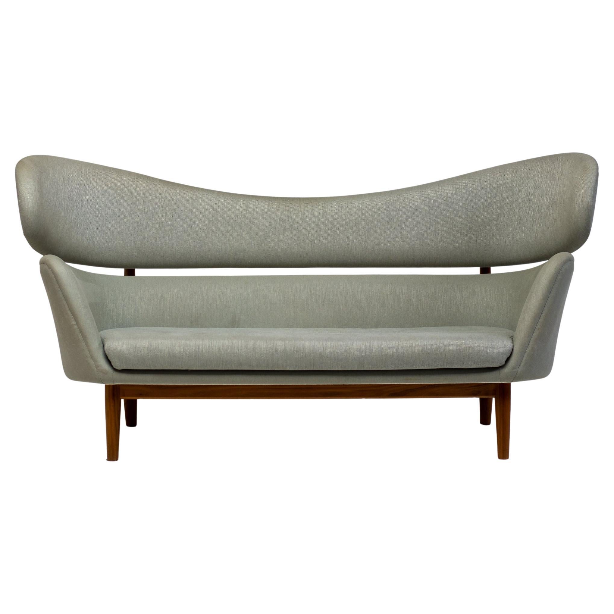Early Baker Sofa by One Collection, Denmark — Teak Frame & Original Fabric For Sale
